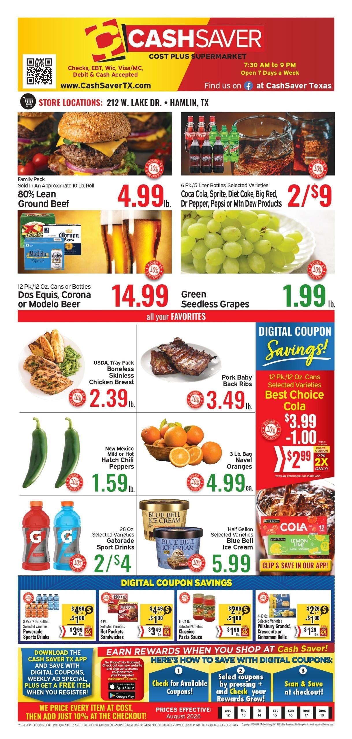 Cash Saver Texas (Abilene–Hawley Area, TX) Weekly Ad August 12 - 18, 2026