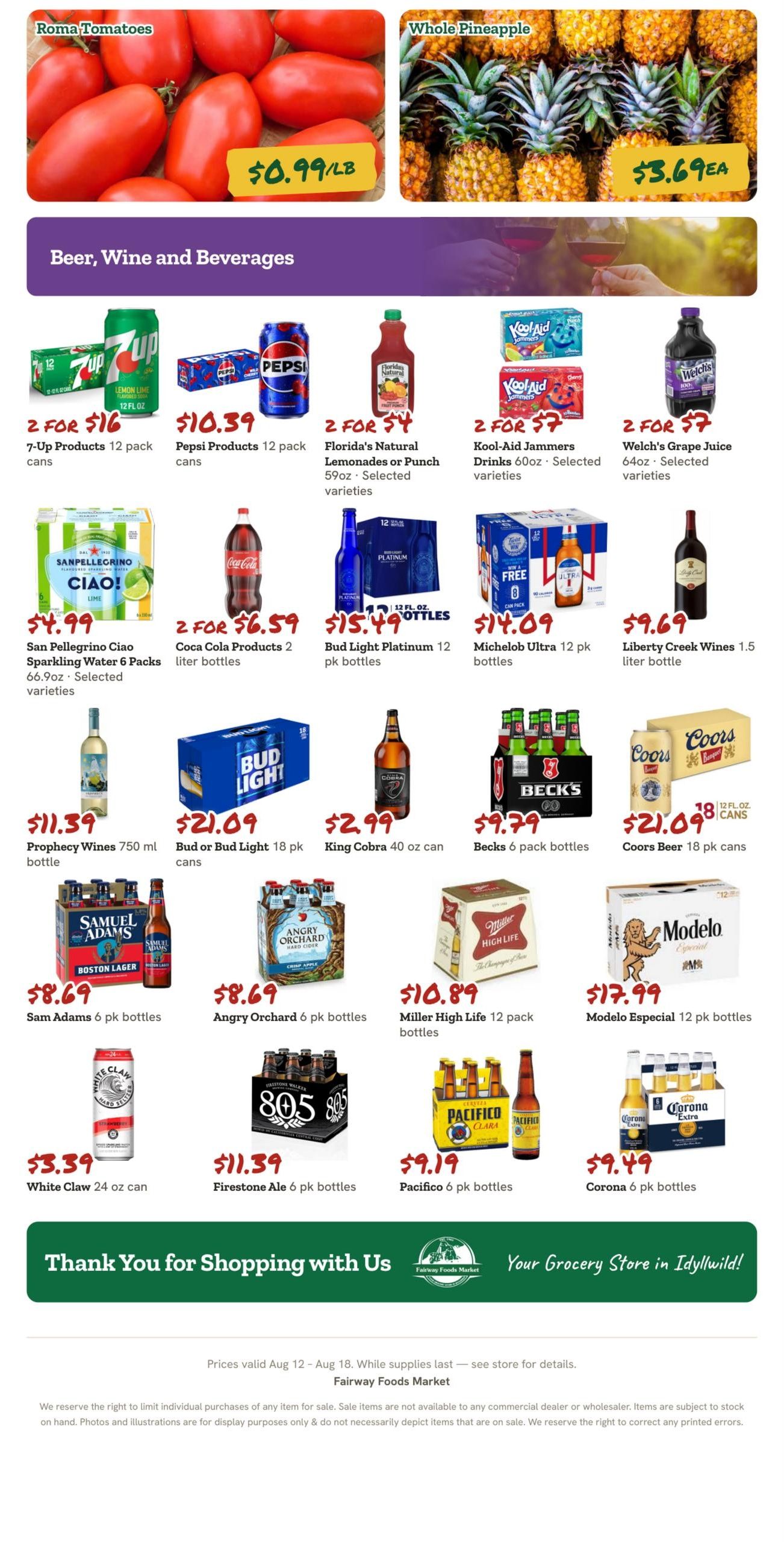 Fairway Foods Inc. (Palm Desert–Hemet Area, CA) Weekly Ad August 12 - 18, 2026