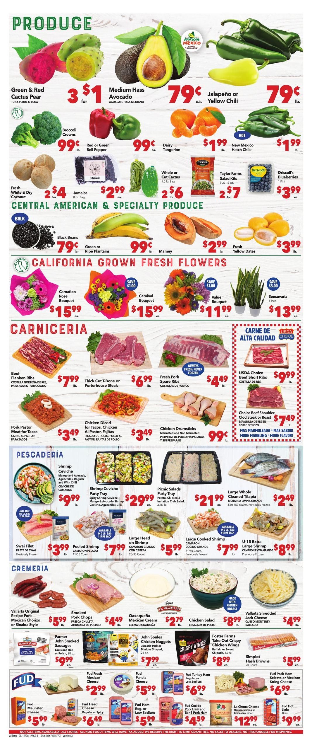Vallarta Supermarkets (Palm Desert Area, CA) Grocery Savings Weekly Ad August 12 - 18, 2026