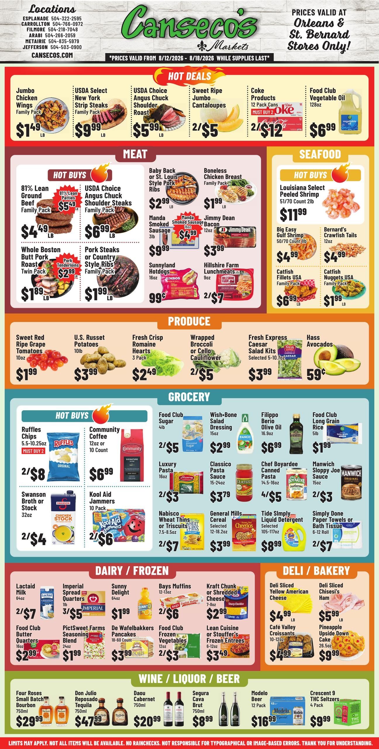 Canseco's Market (New Orleans–Pearl River Area, LA) Weekly Ad August 12 - 18, 2026