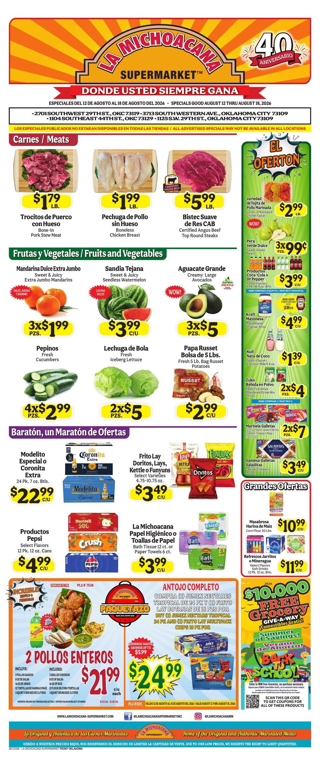 La Michoacana Supermarket (Oklahoma City–Norman Area, OK) Weekly Ad August 12 - 18, 2026