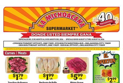 La Michoacana Supermarket (Oklahoma City–Norman Area, OK) Weekly Ad August 12 - 18, 2026