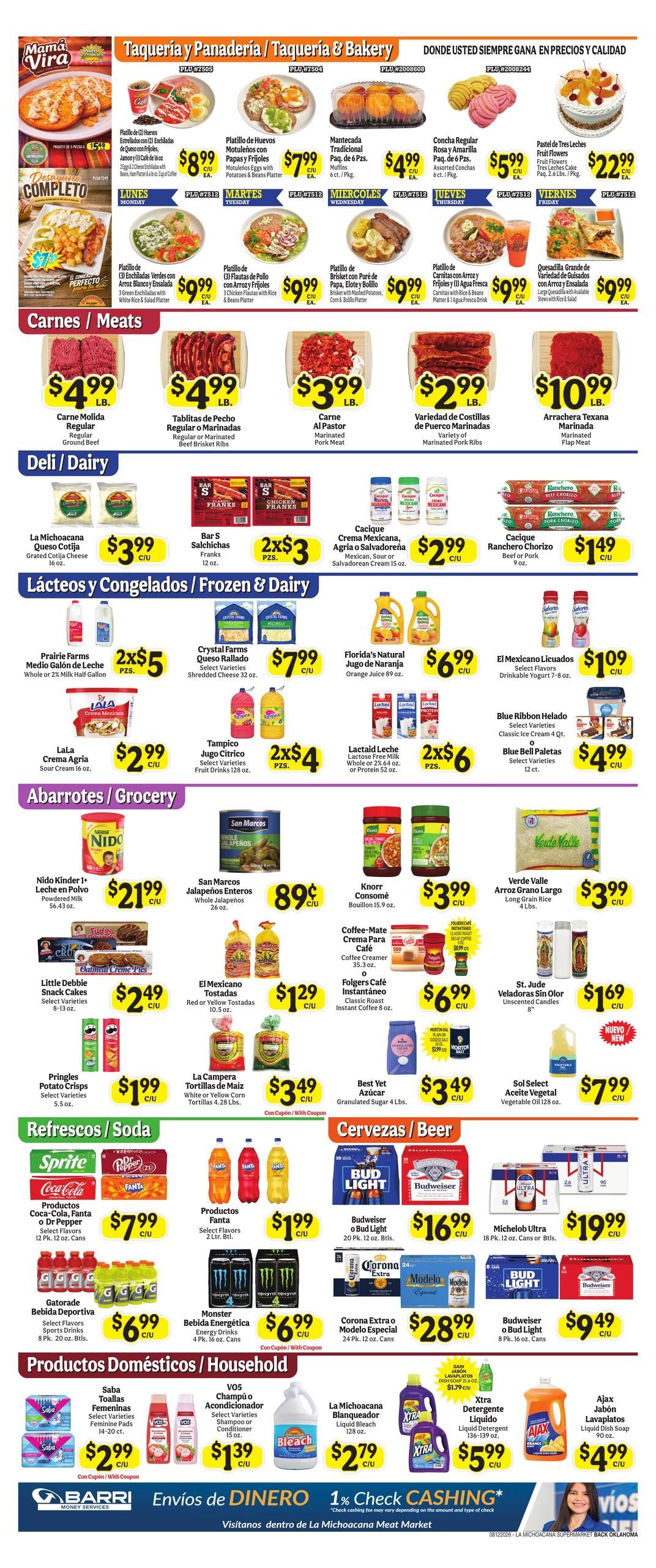 La Michoacana Supermarket (Oklahoma City–Norman Area, OK) Weekly Ad August 12 - 18, 2026