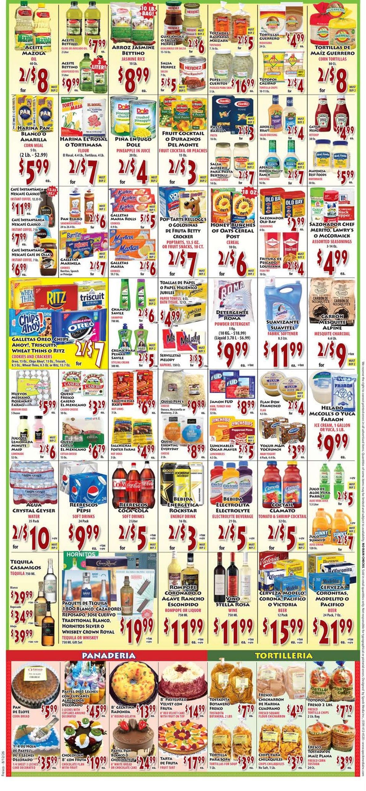 Fresco Supermarket (San Jose–Santa Clara Area, CA) Weekly Ad August 12 - 18, 2026