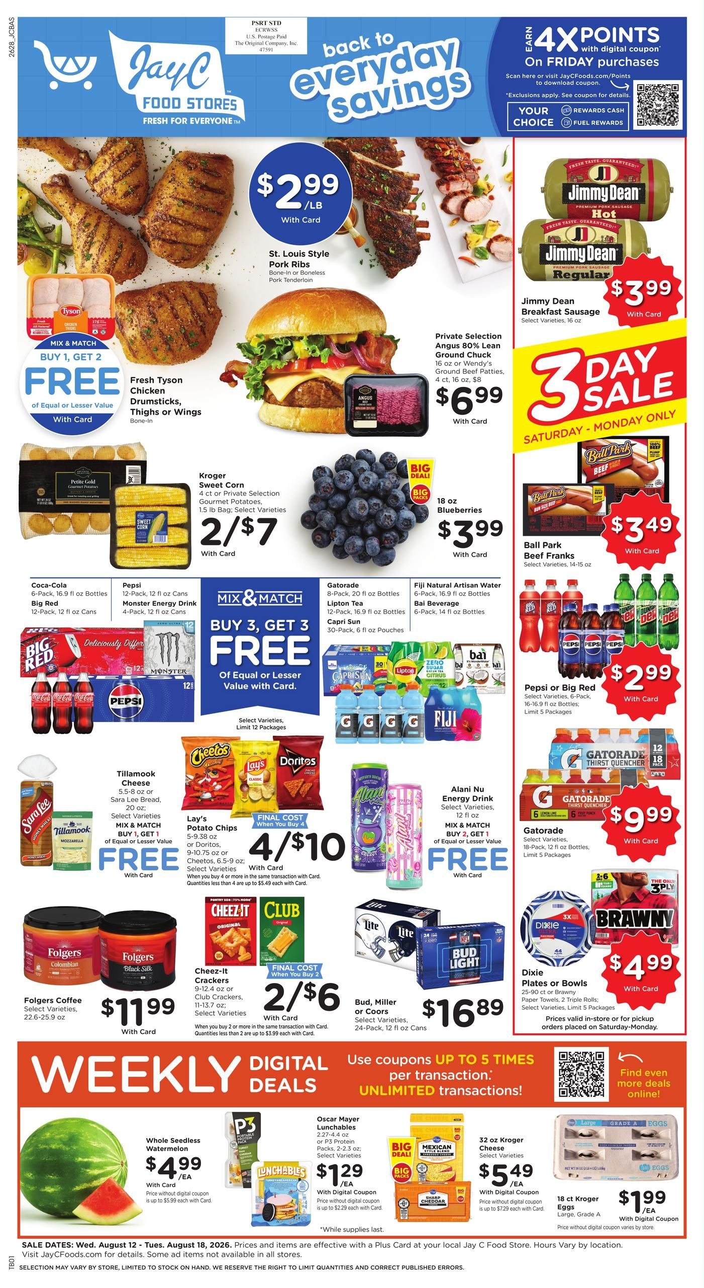 JayC Food Stores (Spencer–Olney Area, IL–IN) Weekly Ad August 12 - 18, 2026