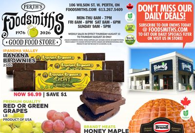 Foodsmiths Flyer August 13 to 20