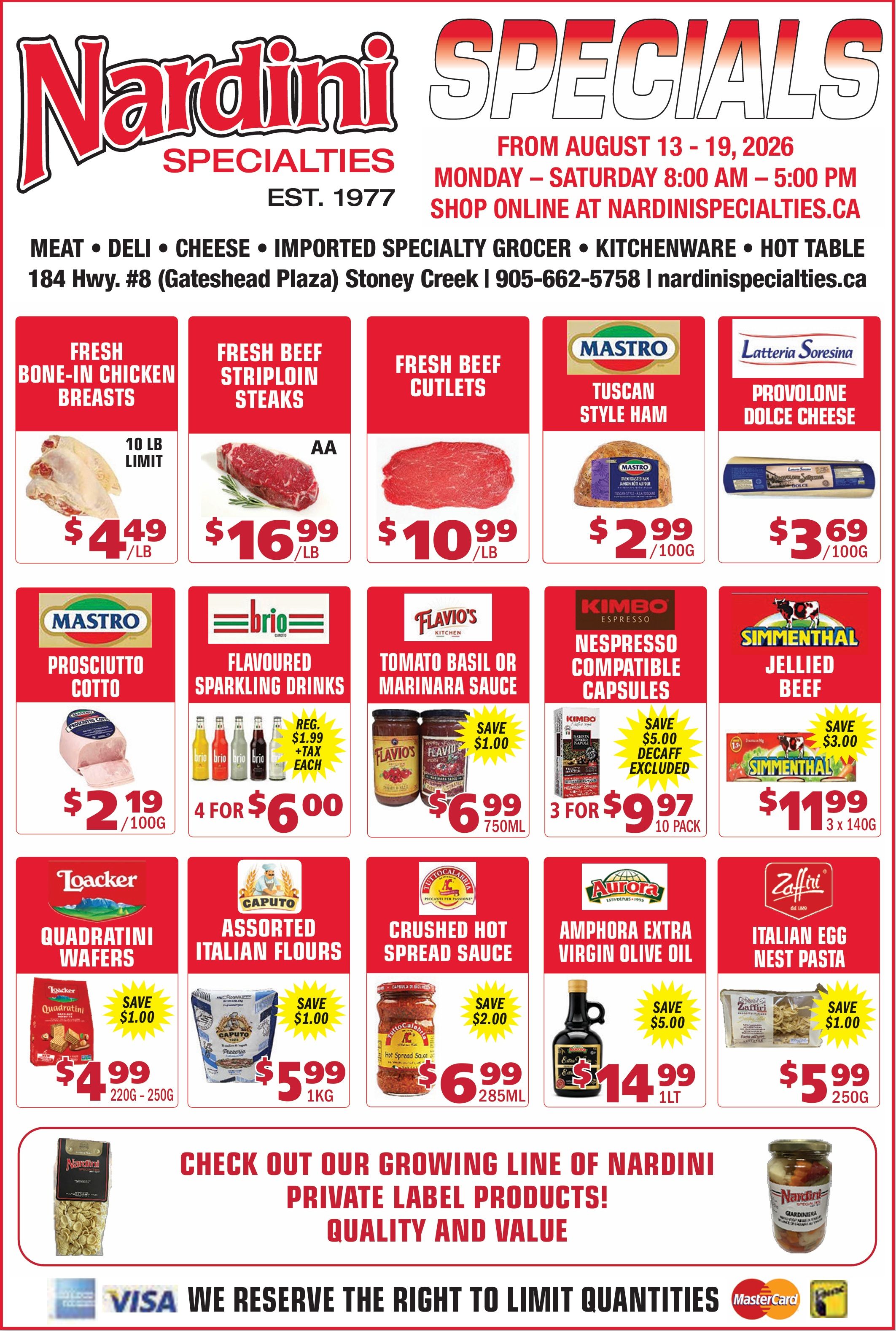 Nardini Specialties Flyer August 13 to 19