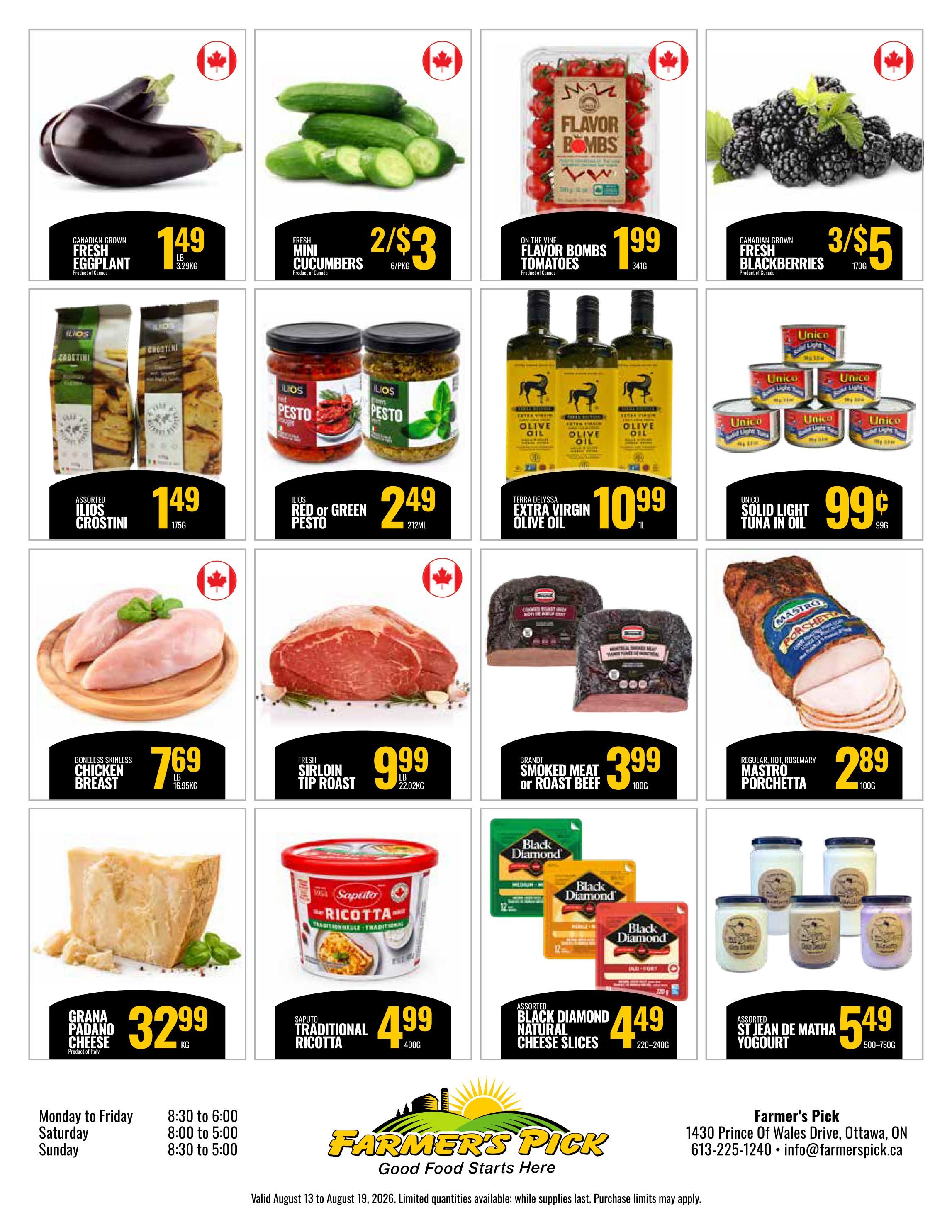 Farmer's Pick Flyer August 13 to 19