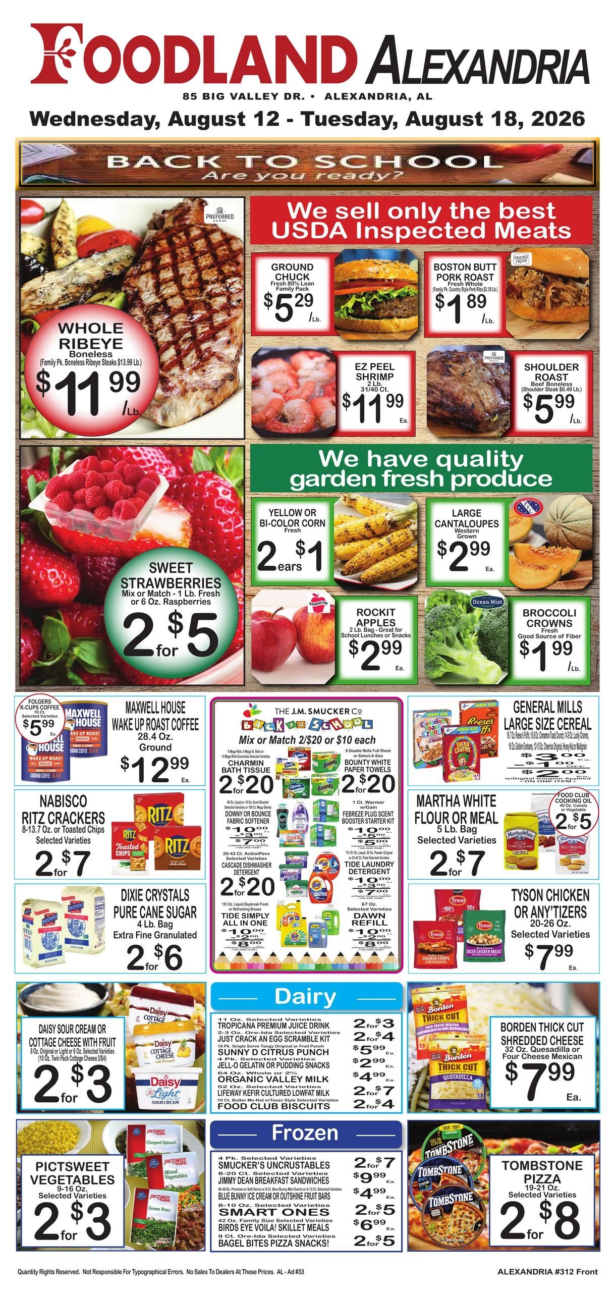 Alexandria Foodland (Centre–Anniston Area, AL) Weekly Ad August 12 - 18, 2026