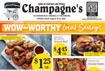 Champagne’s Market (Lafayette Area, LA) Weekly Ad August 12 - 18, 2026
