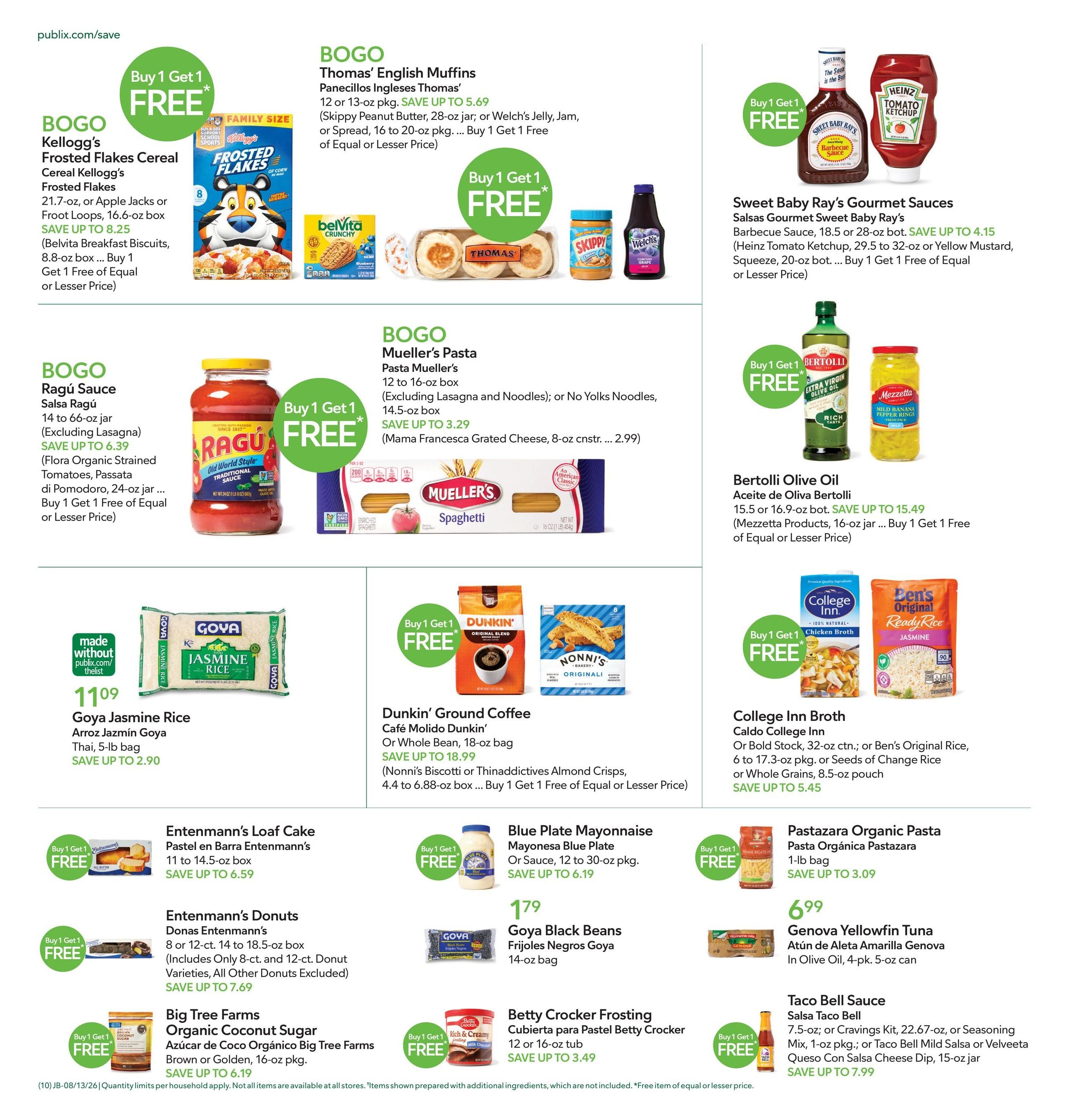 Publix (Savannah–Beaufort Area, GA–SC) Anuncio Semanal Español Weekly Ad August 12 - 18, 2026