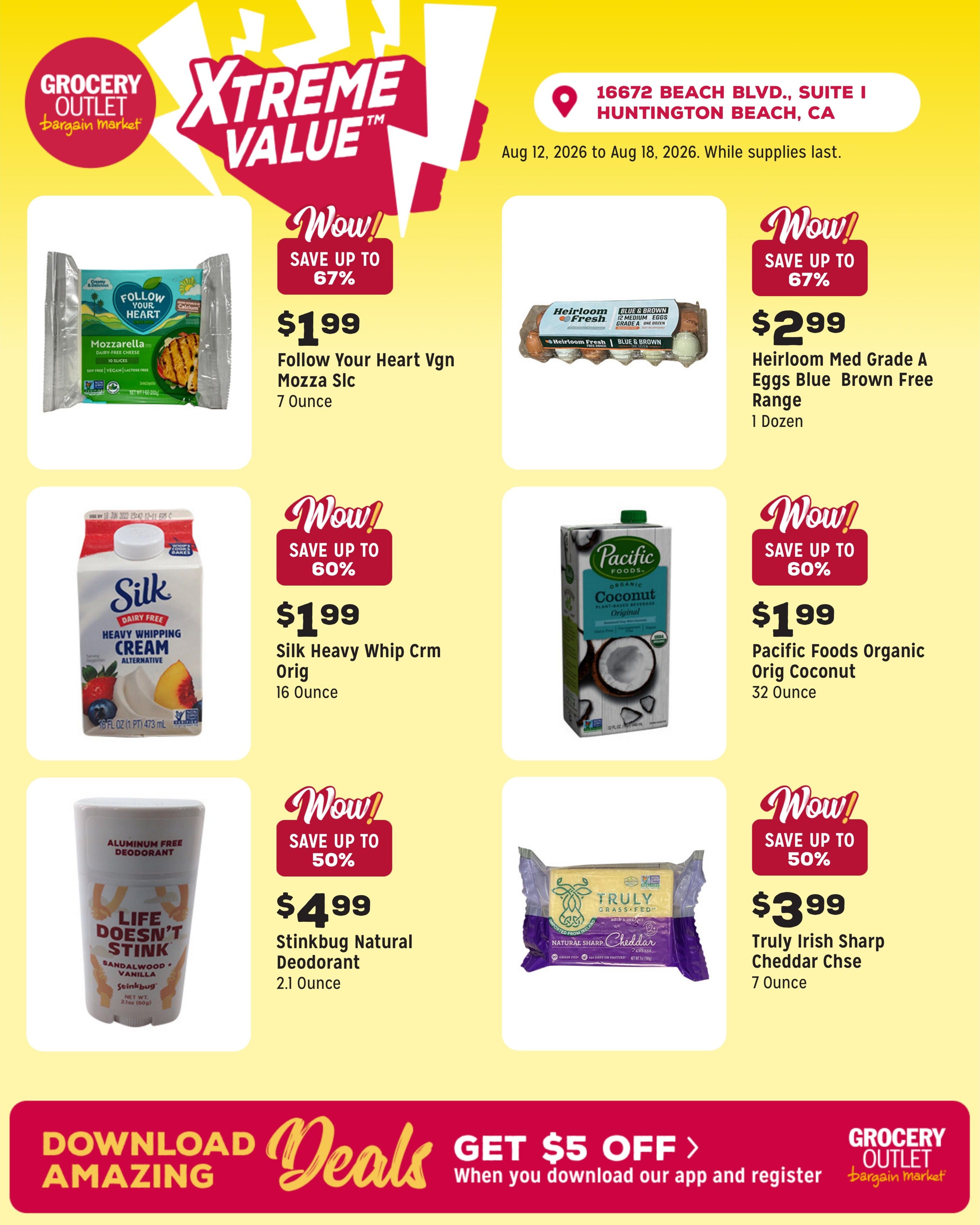 Grocery Outlet (Huntington Beach Area, CA) Weekly Ad August 12 - 18, 2026