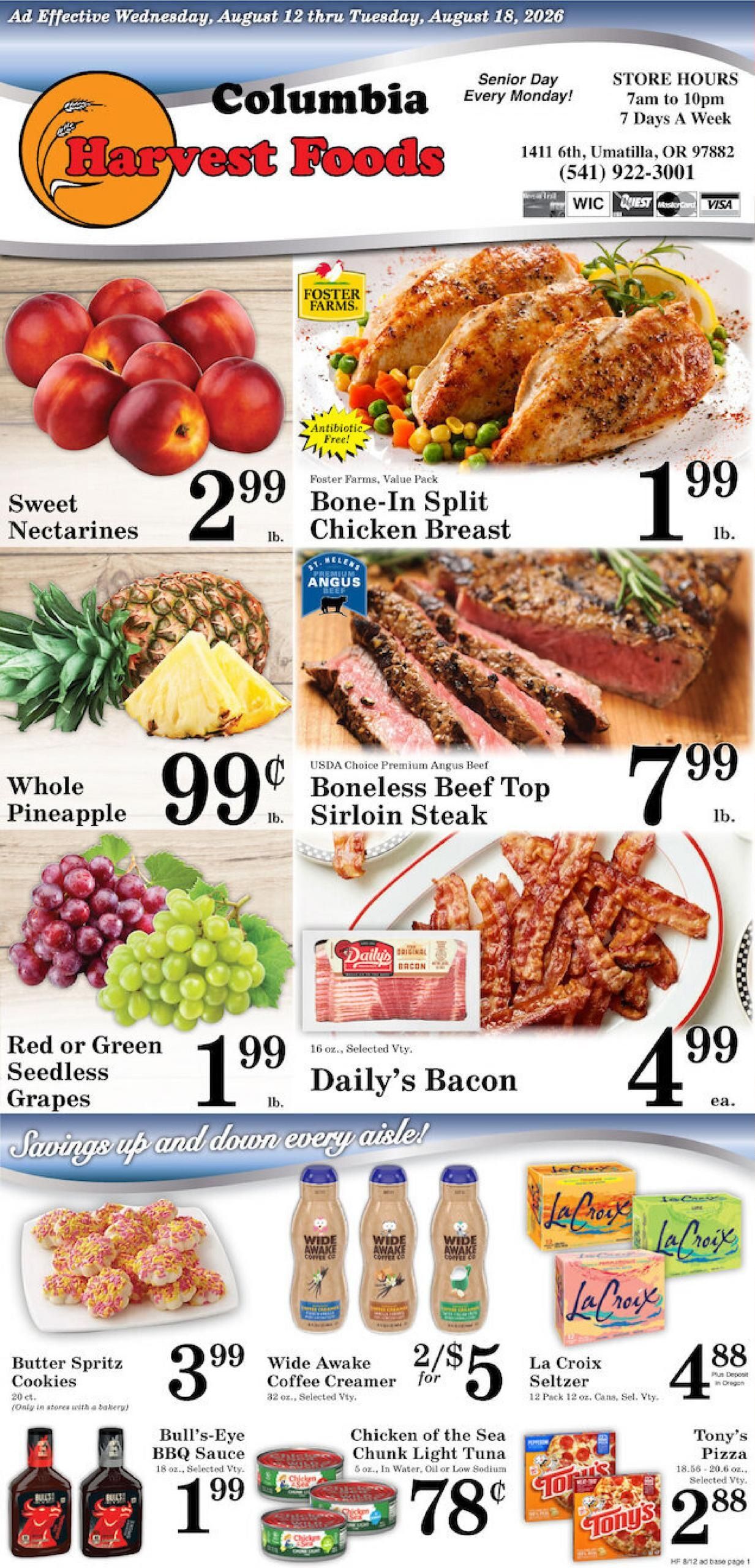 Harvest Foods (Boardman–Plymouth Area, OR–WA) Weekly Ad August 12 - 18, 2026