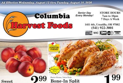 Harvest Foods (Boardman–Plymouth Area, OR–WA) Weekly Ad August 12 - 18, 2026