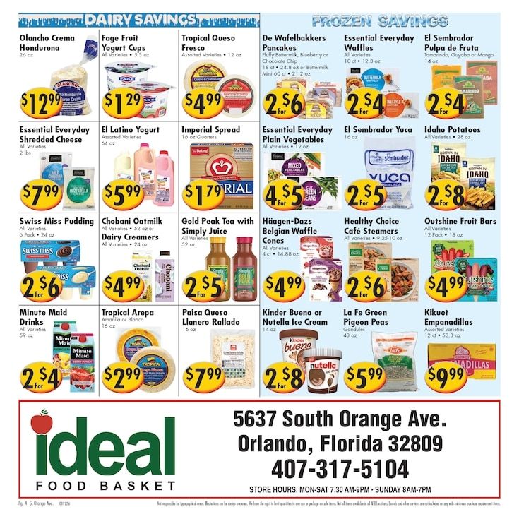 Ideal Food Basket (5637 South Orange Ave, Orlando, FL) Weekly Ad August 12 - 18, 2026