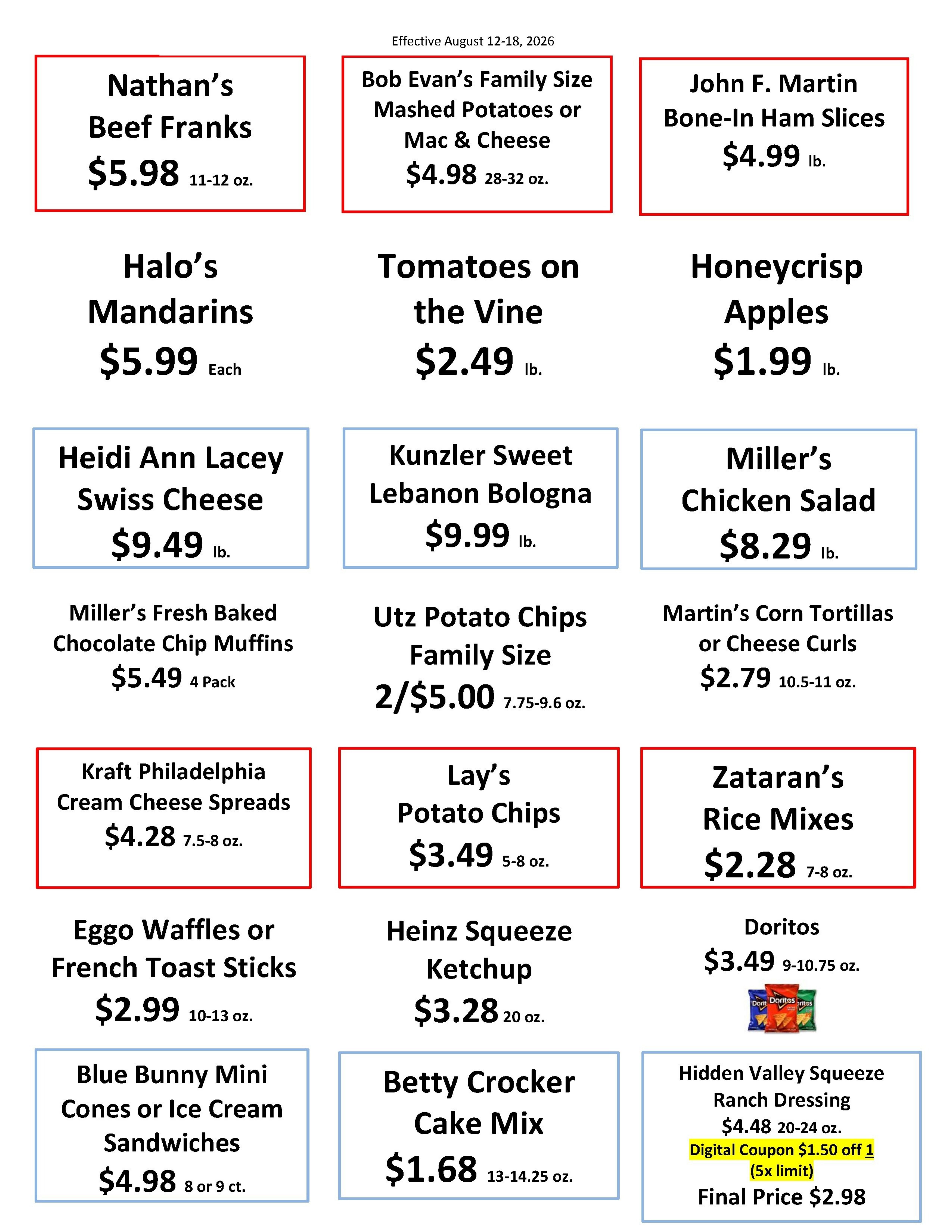Miller's Food Market Weekly Ad August 12 - 18, 2026