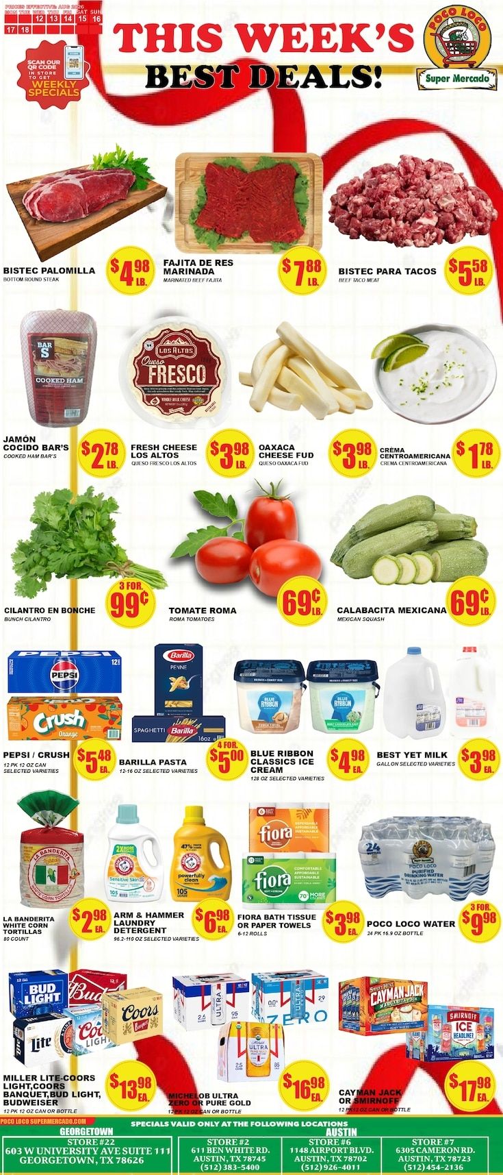 Poco Loco Supermercado (Austin and Georgetown, TX) Weekly Ad August 12 - 18, 2026