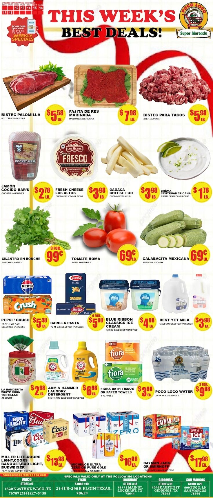 Poco Loco Supermercado (Elgin and other locations, TX) Weekly Ad August 12 - 18, 2026