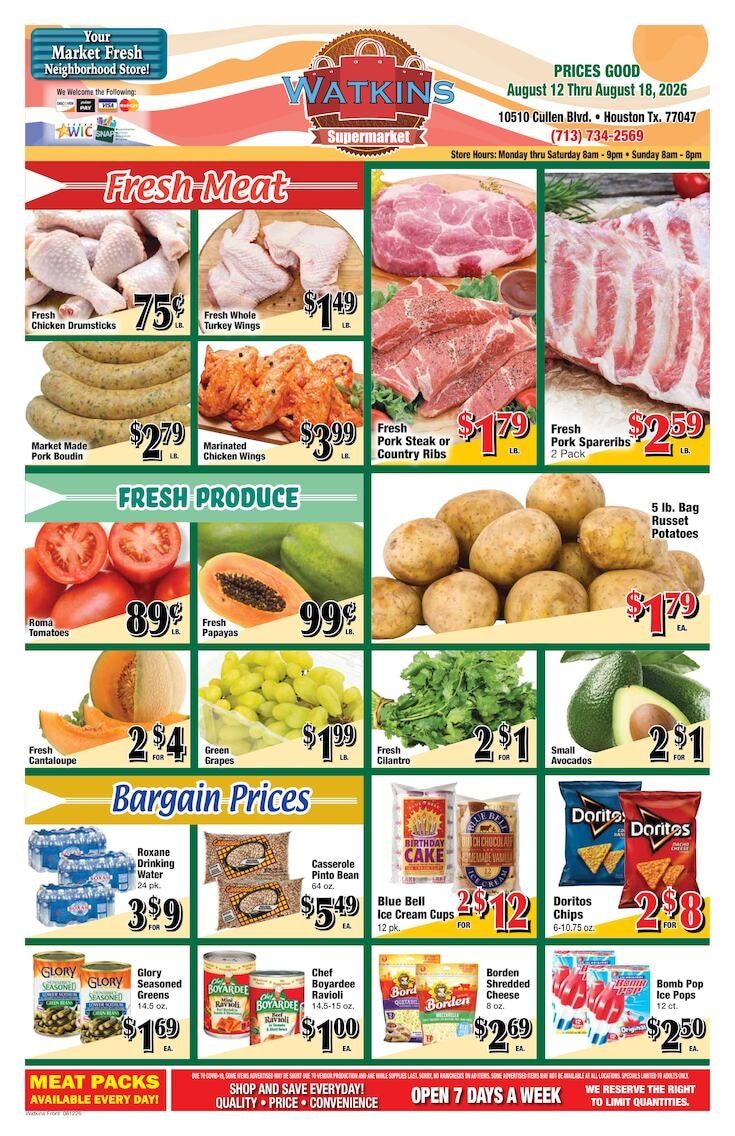 Watkins Supermarket Weekly Ad August 12 - 18, 2026