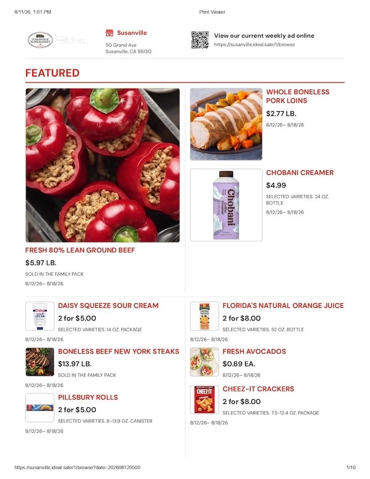 Susanville Supermarket IGA Weekly Ad August 12 - 18, 2026