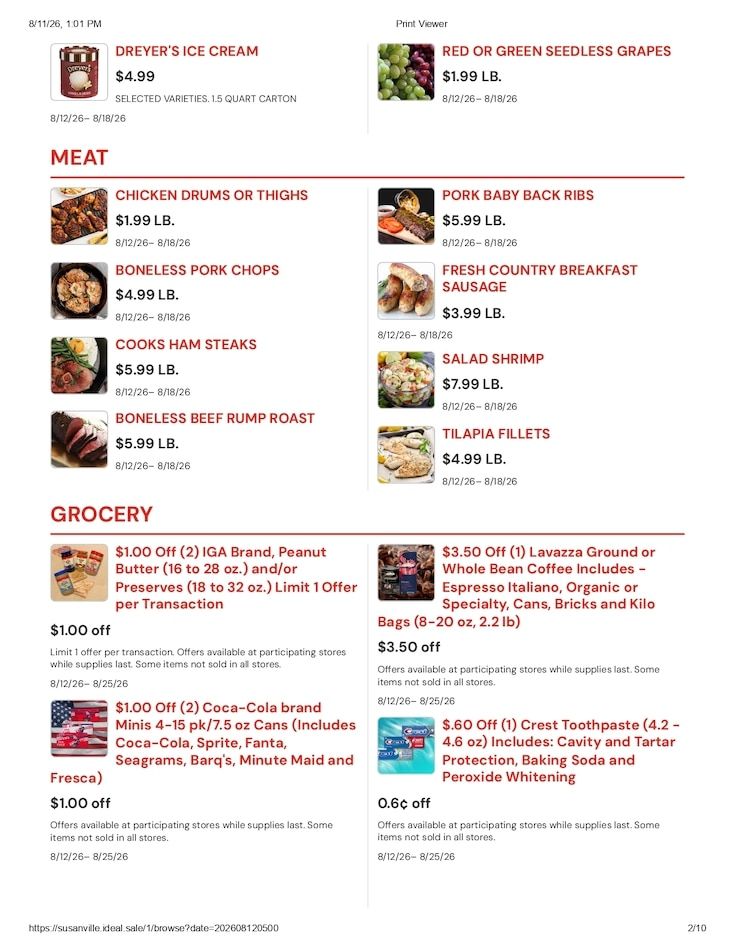 Susanville Supermarket IGA Weekly Ad August 12 - 18, 2026