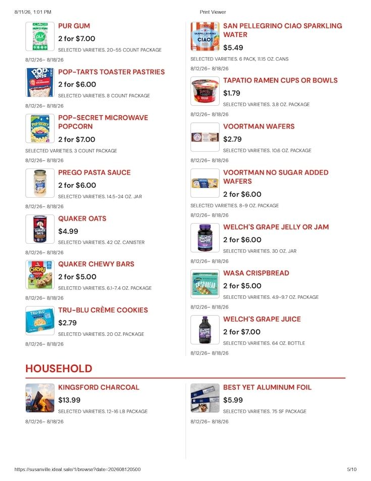 Susanville Supermarket IGA Weekly Ad August 12 - 18, 2026