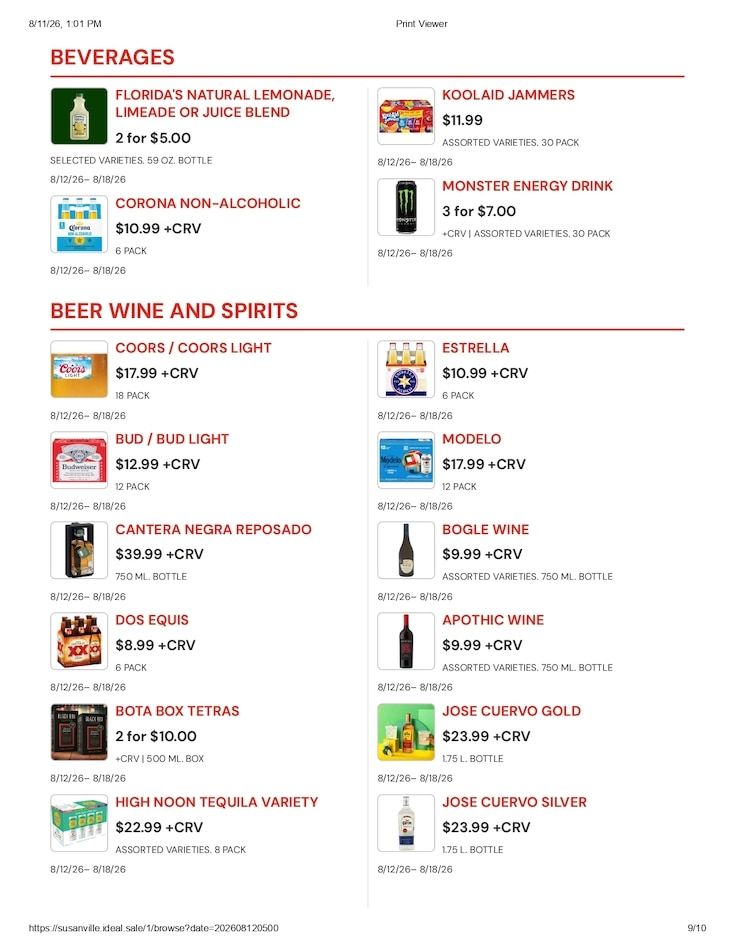 Susanville Supermarket IGA Weekly Ad August 12 - 18, 2026