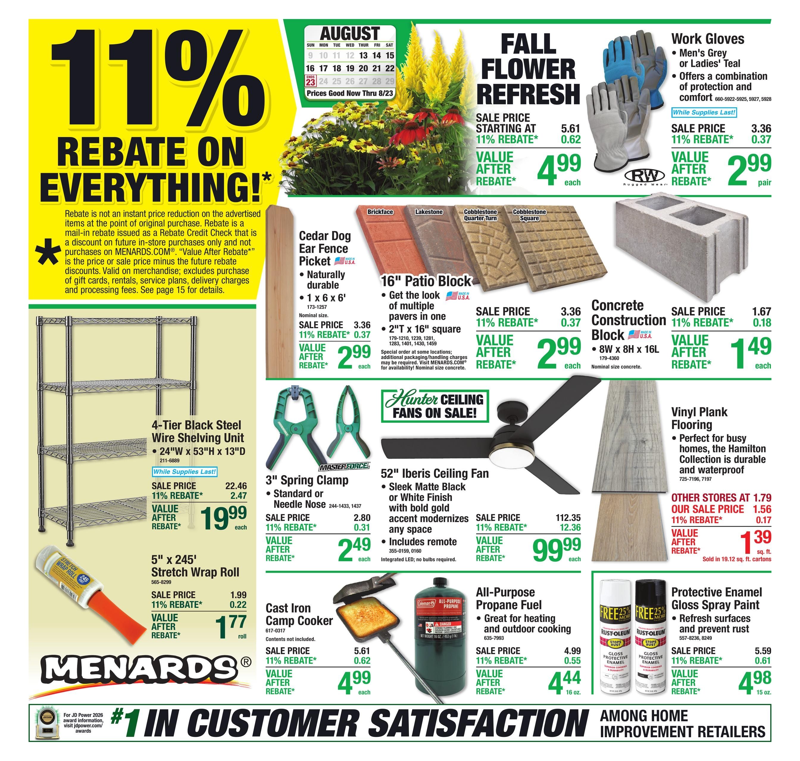 Menards (Albertville Area, MN) 11% Rebate Sale Weekly Ad August 13 - 24, 2026
