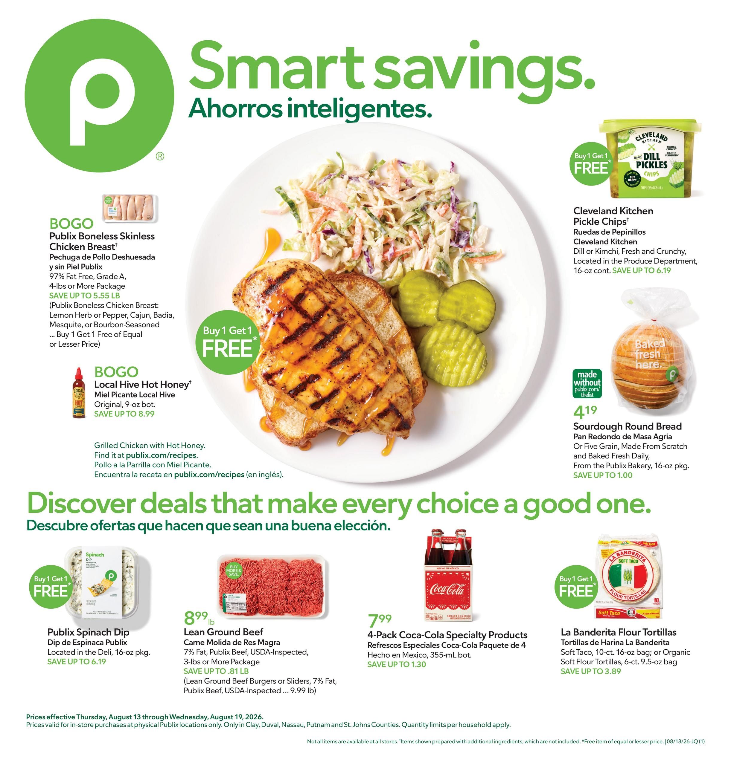 Publix (Saint Augustine–Jacksonville Area, FL) Anuncio Semanal Español Weekly Ad August 13 - 19, 2026