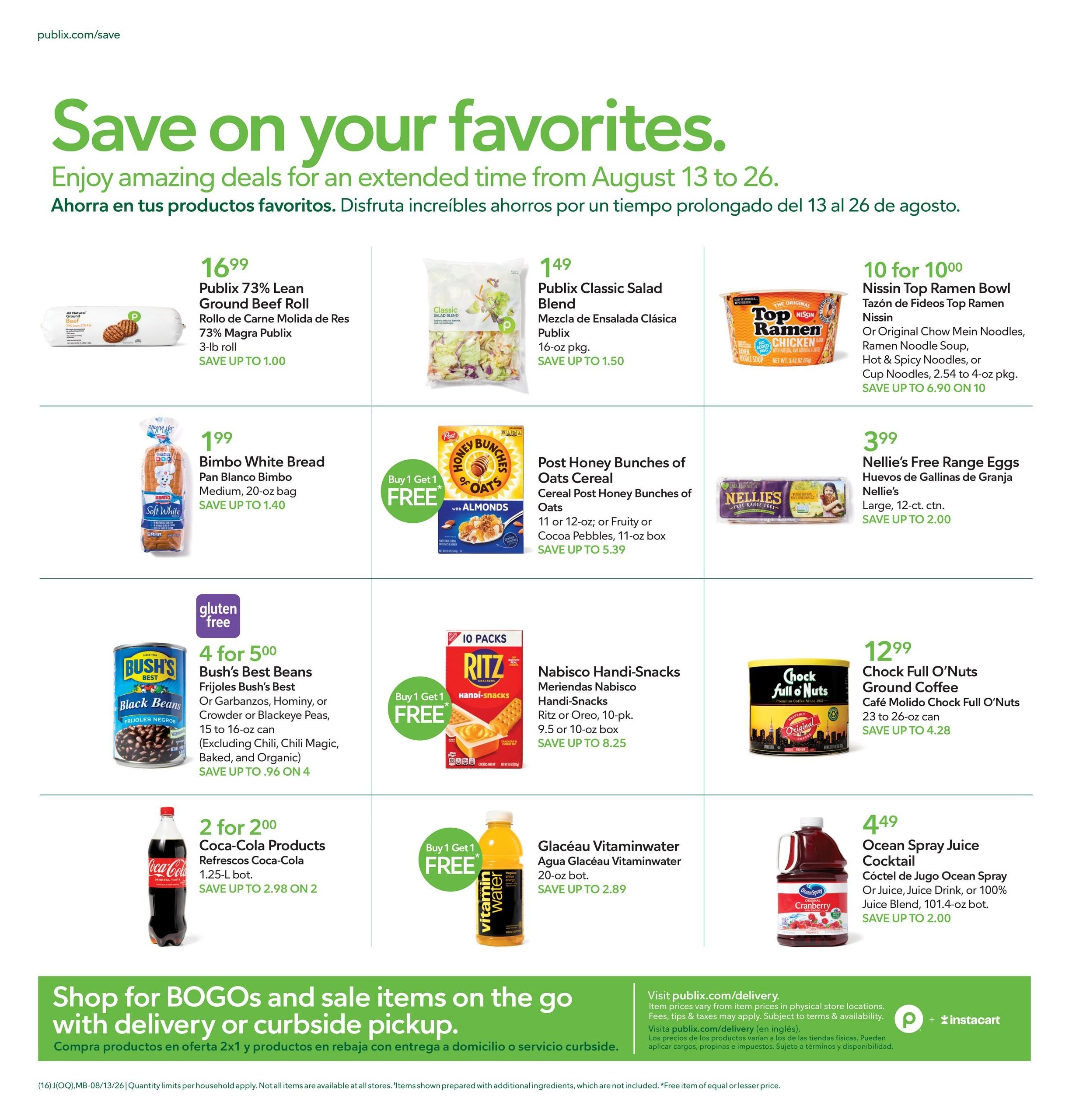 Publix (Saint Augustine–Jacksonville Area, FL) Anuncio Semanal Español Weekly Ad August 13 - 19, 2026