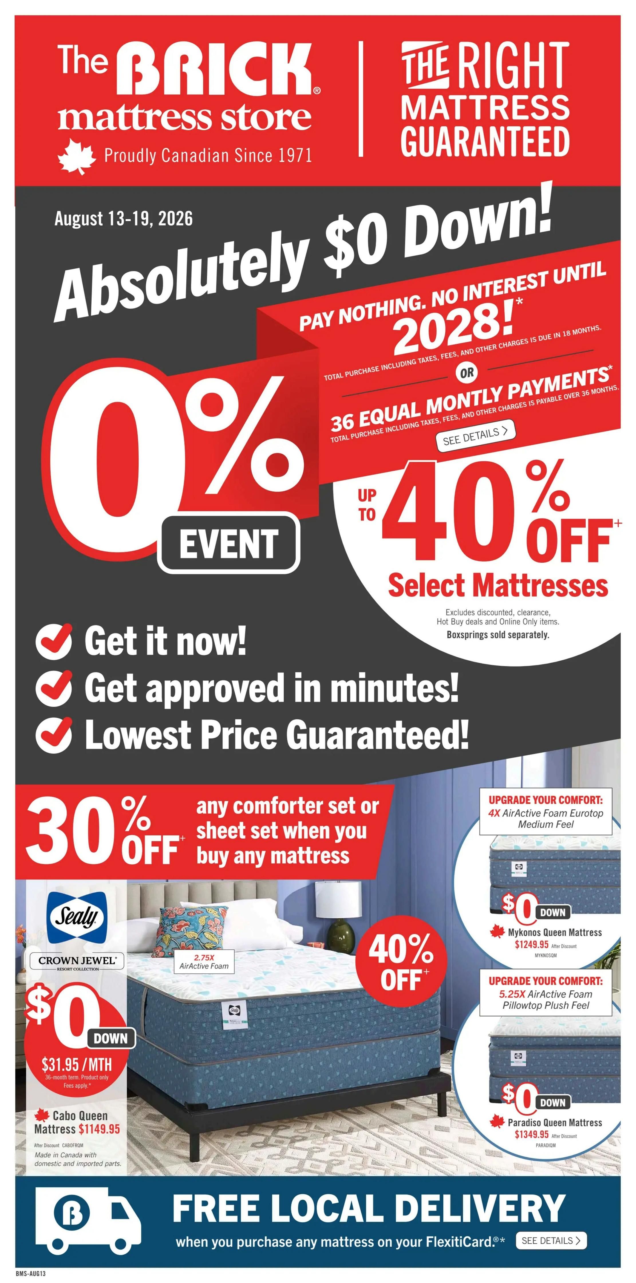 The Brick Mattress Store Flyer August 13 to 19