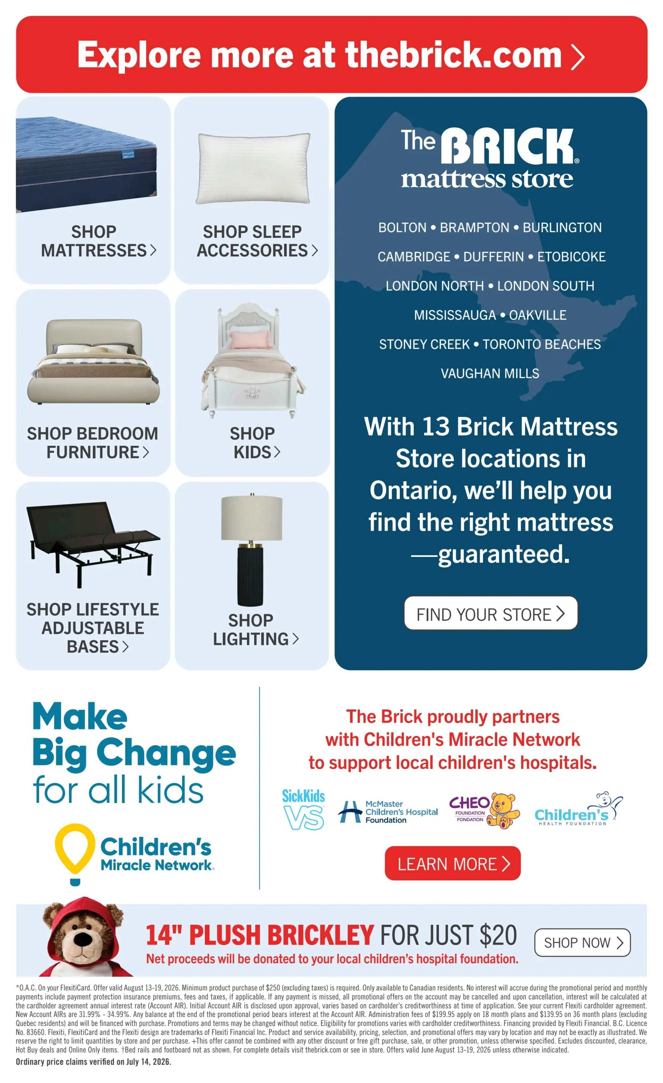 The Brick Mattress Store Flyer August 13 to 19