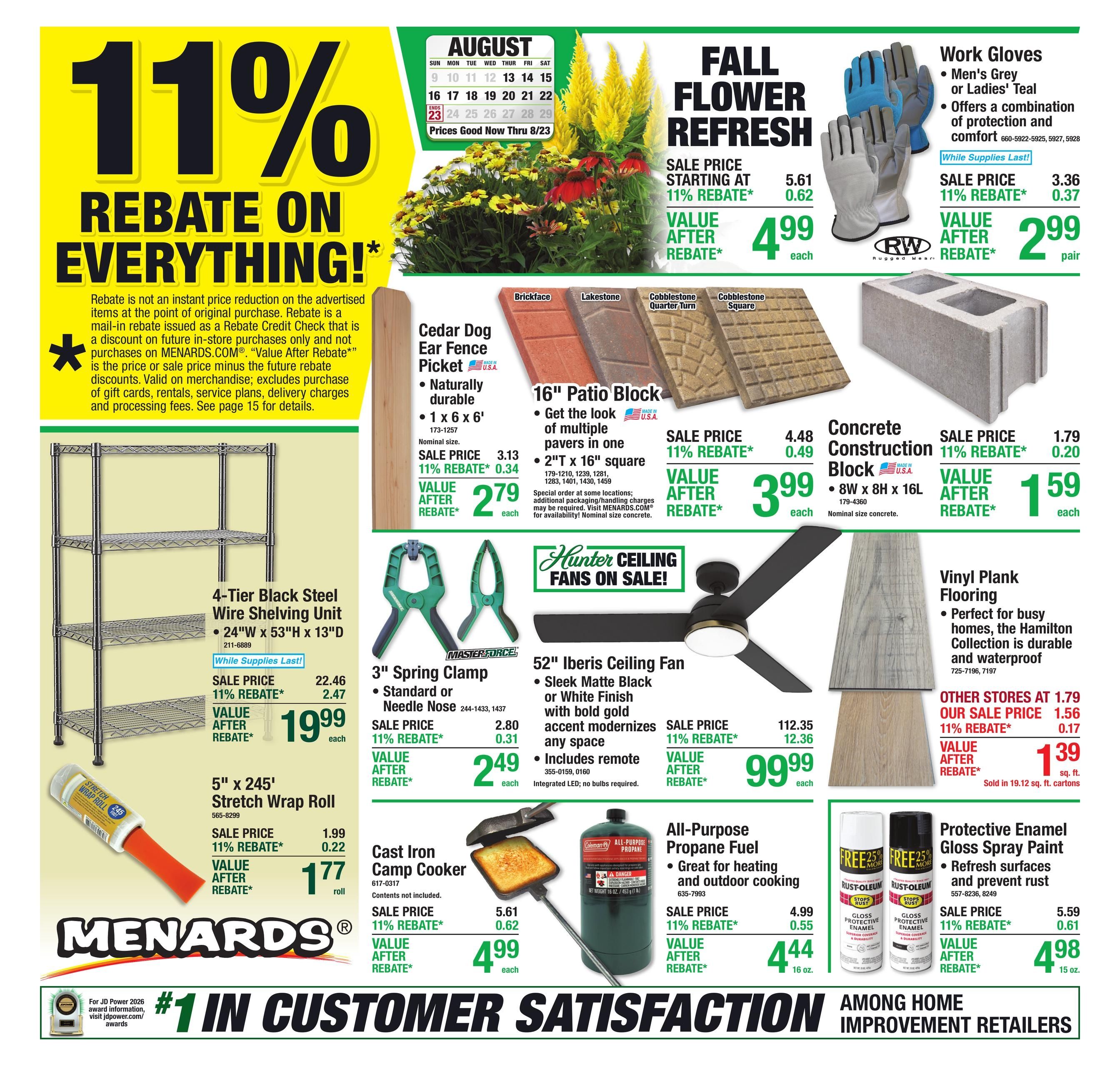 Menards (Detroit–Sterling Heights Area, MI) 11% Rebate Sale Weekly Ad August 13 - 24, 2026