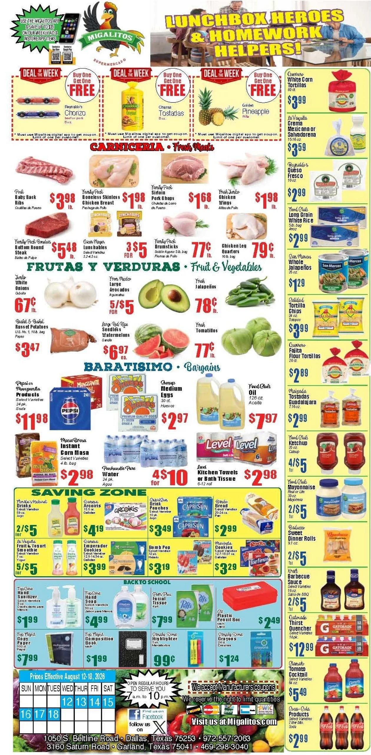 Migalitos Supermercado Weekly Ad August 12 - 18, 2026
