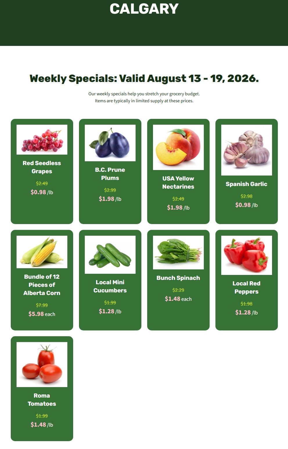 H&W Produce Flyer August 13 to 19
