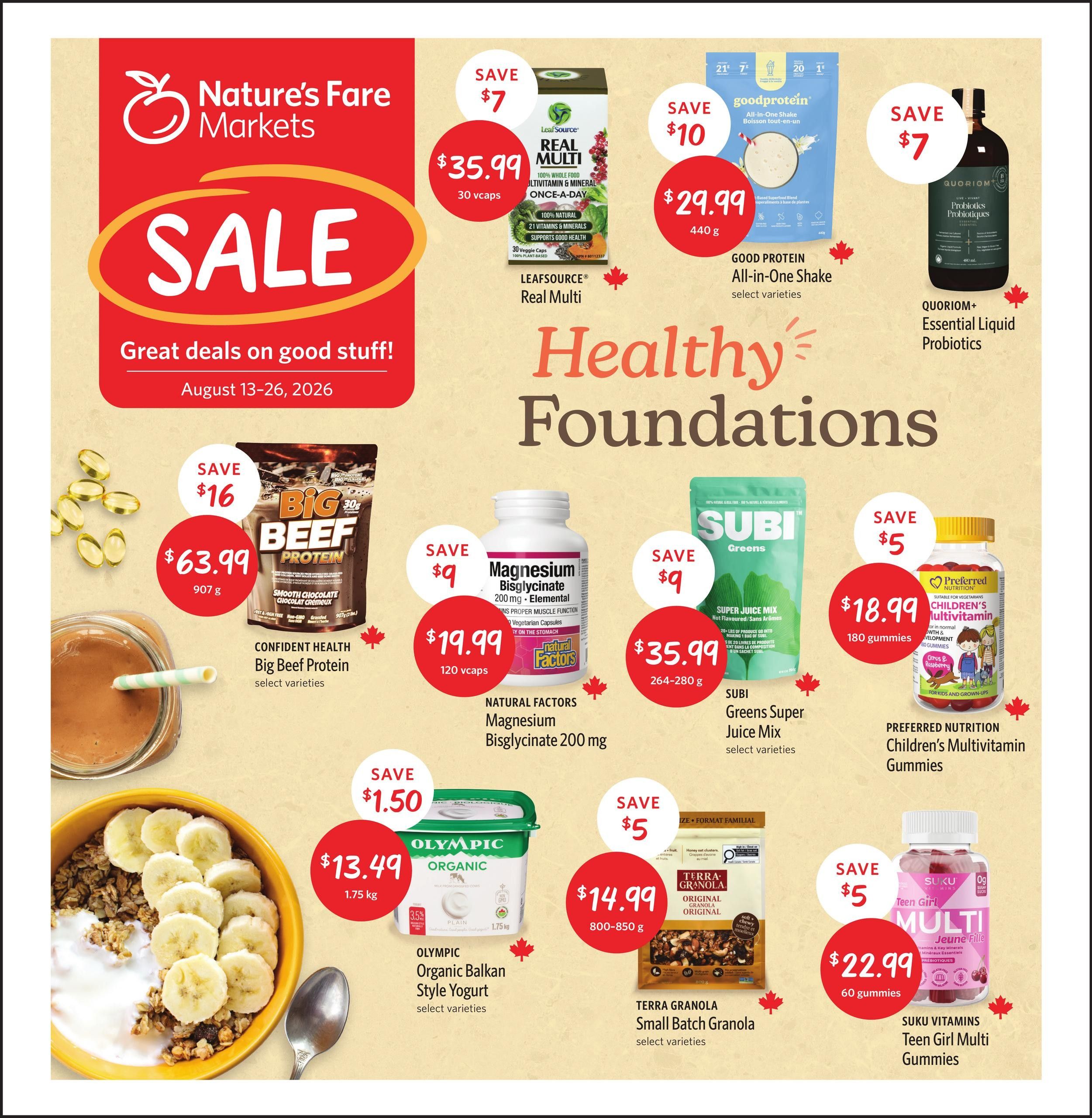 Nature's Fare Markets Flyer August 13 to 26