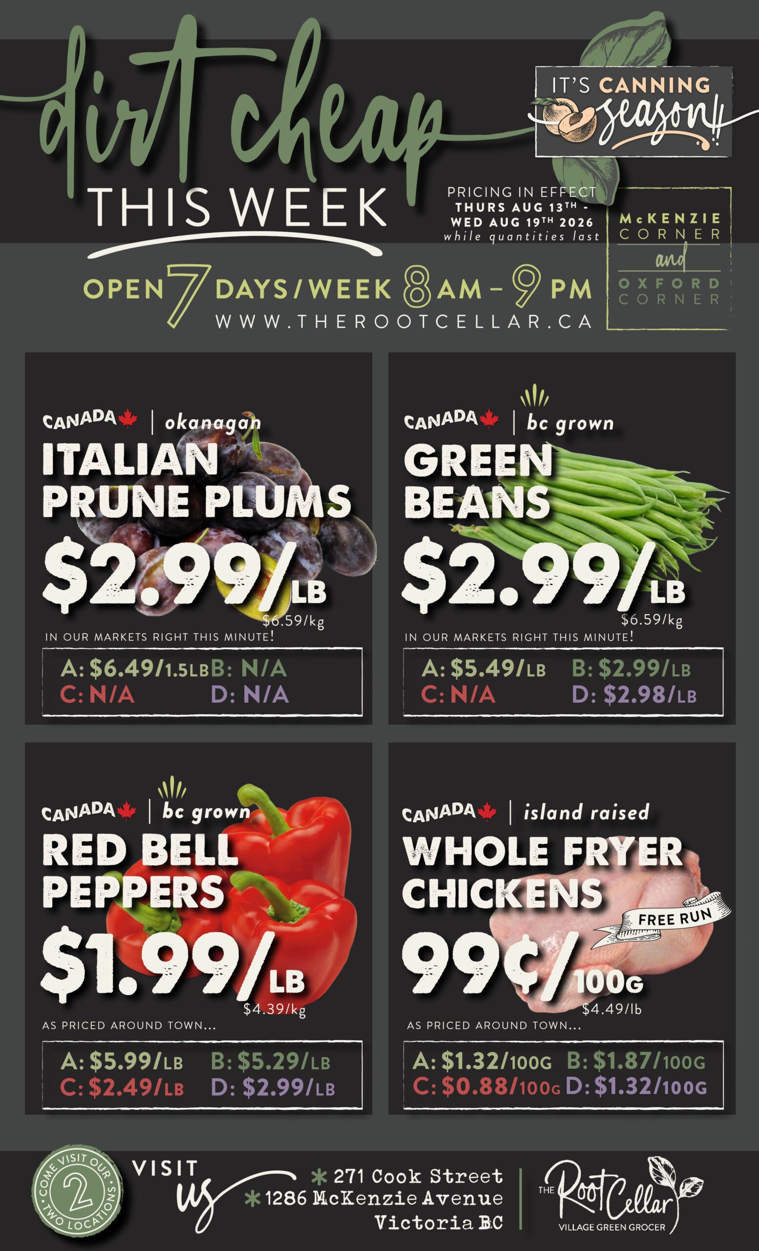 The Root Cellar Flyer August 13 to 19