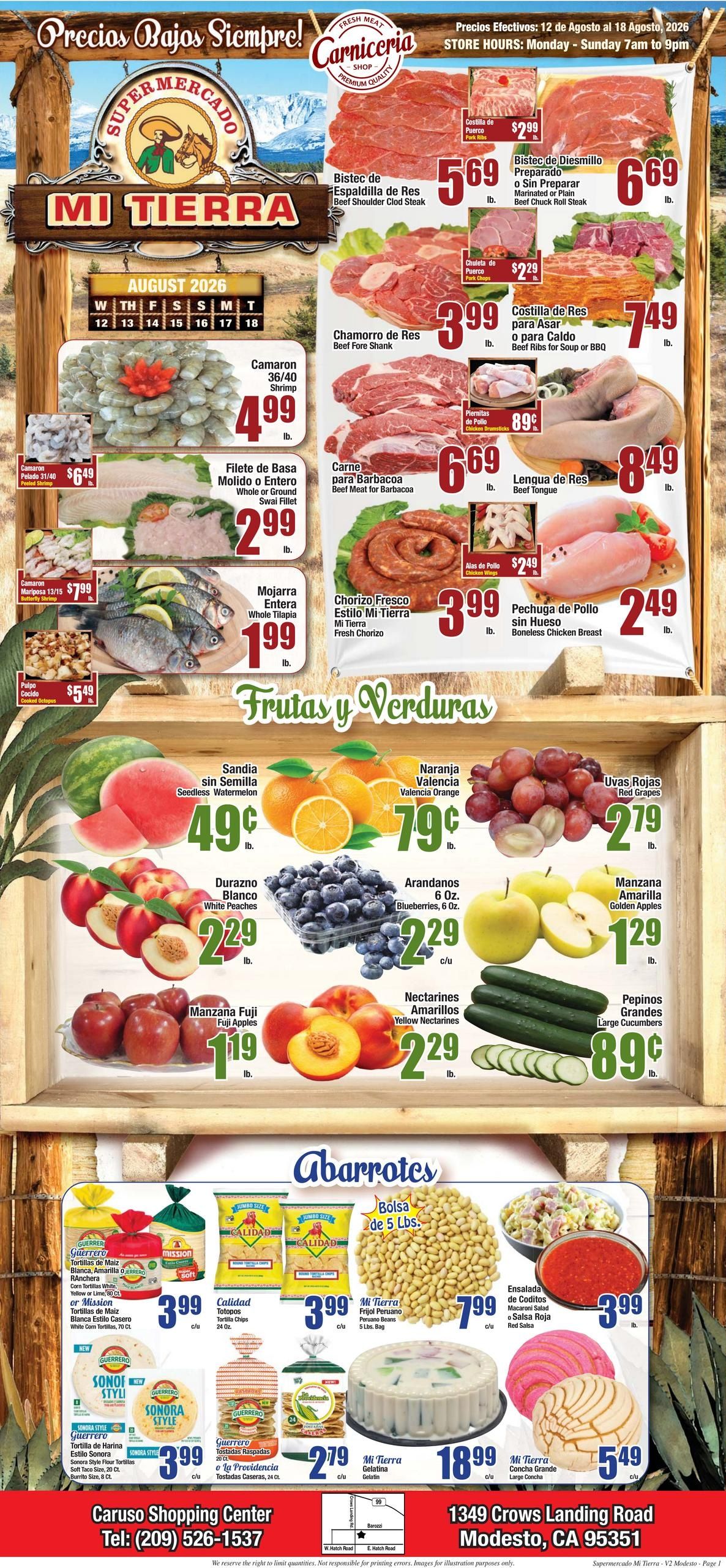 Supermercado Mi Tierra (Modesto–Vernalis Area, CA) Weekly Ad August 12 - 18, 2026
