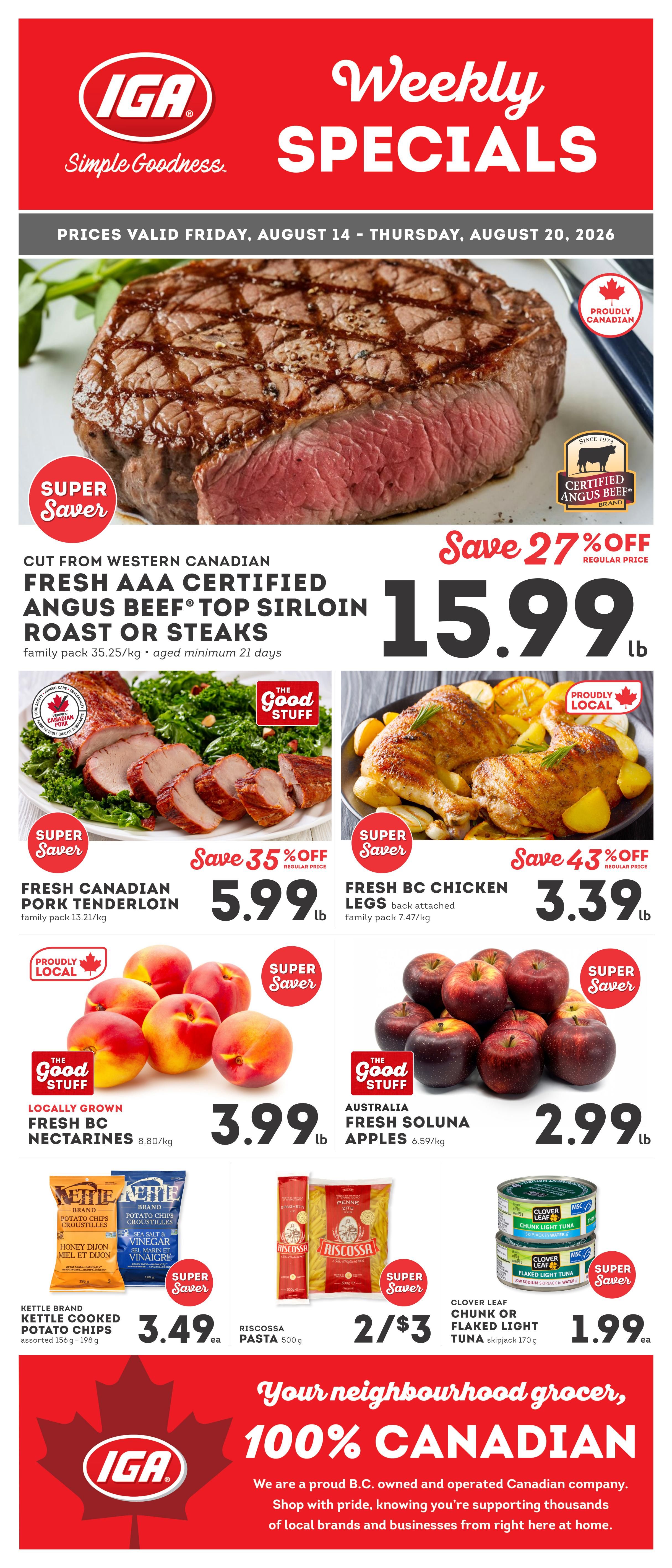 IGA Stores of BC Flyer August 14 to 20