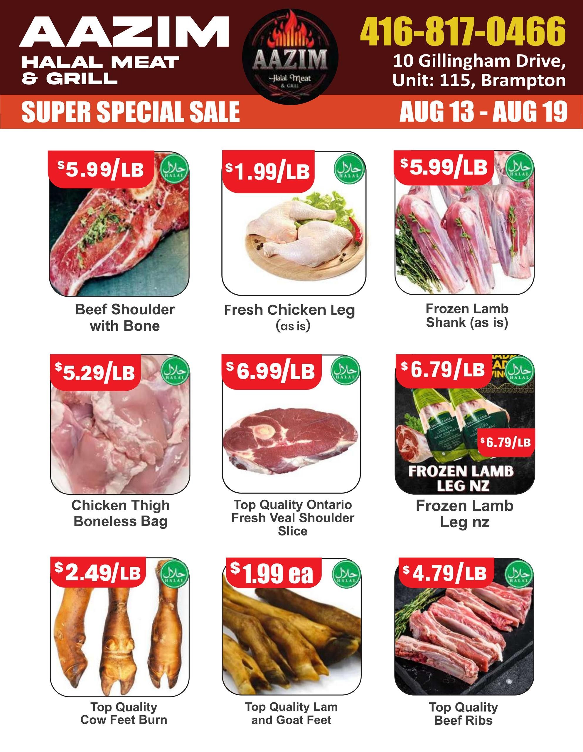 Aazim Halal Meat & Grill Flyer August 13 to 19