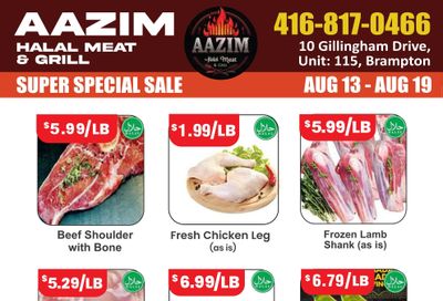 Aazim Halal Meat & Grill Flyer August 13 to 19