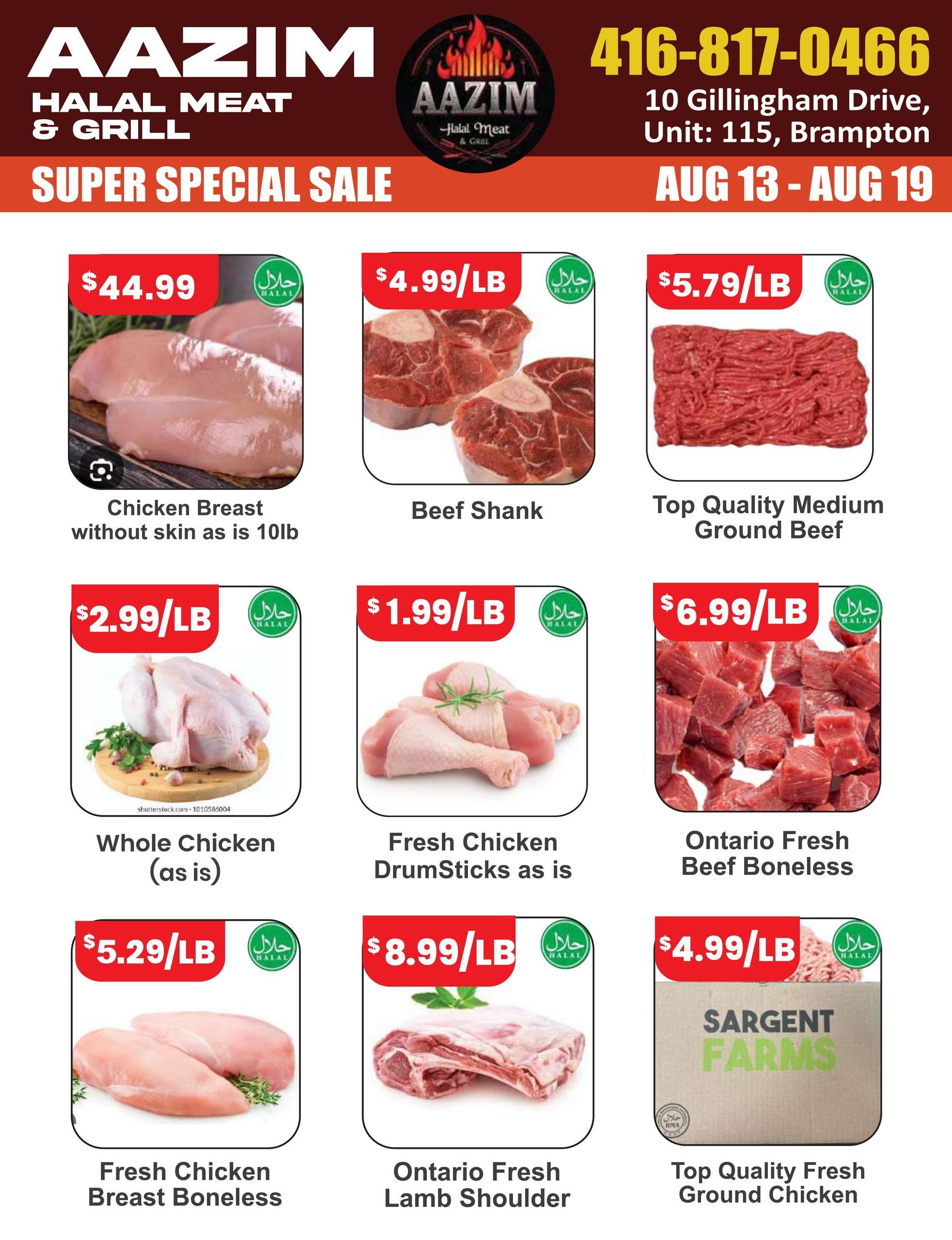 Aazim Halal Meat & Grill Flyer August 13 to 19