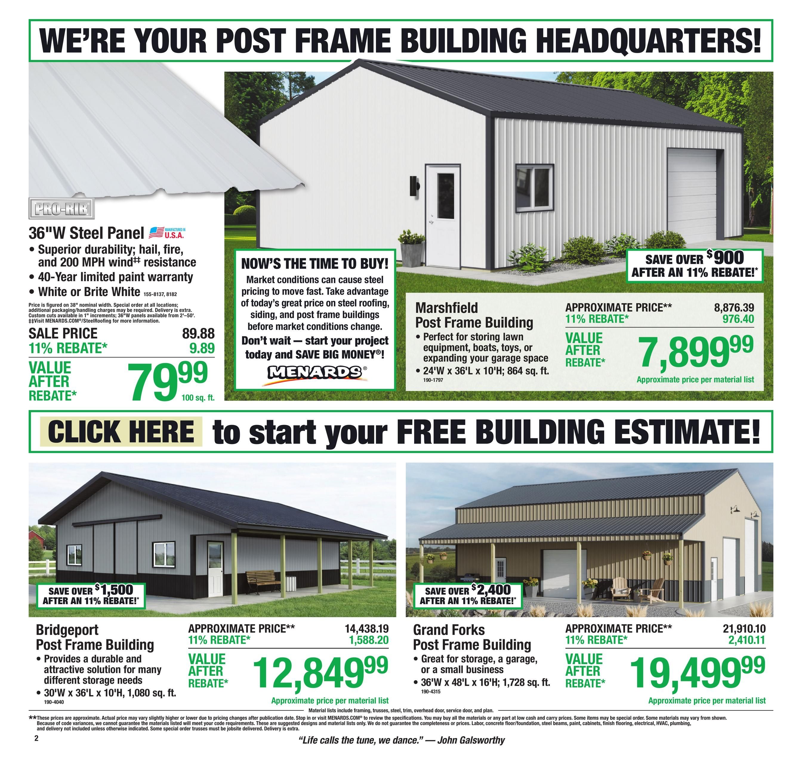 Menards (South Bend–Berrien Springs Area, IN–MI) 11% Rebate Sale Weekly Ad August 13 - 24, 2026