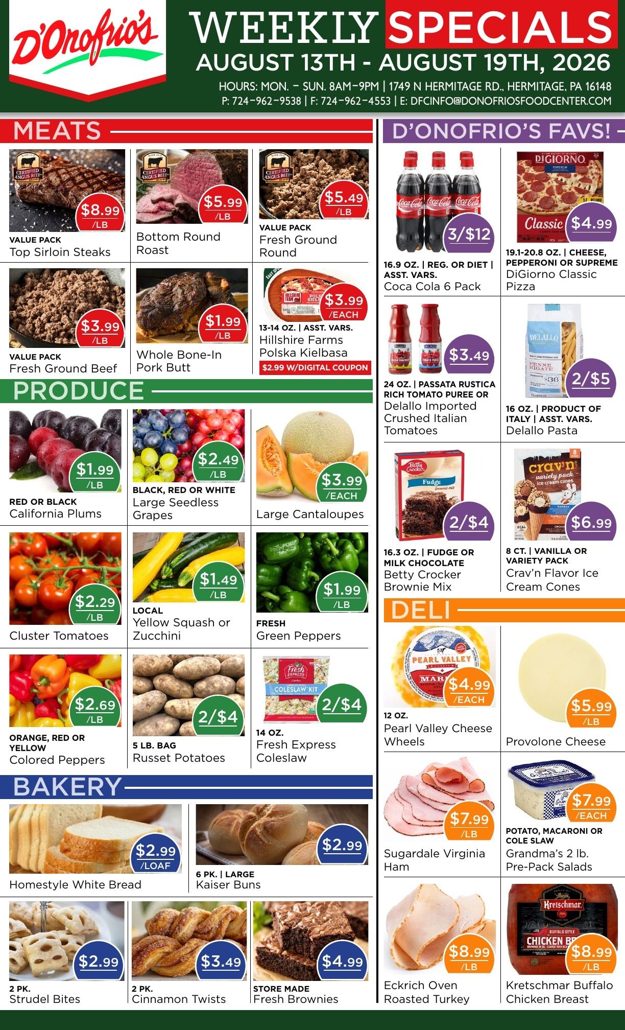 D'Onofrio's Food Center Weekly Ad August 13 - 19, 2026