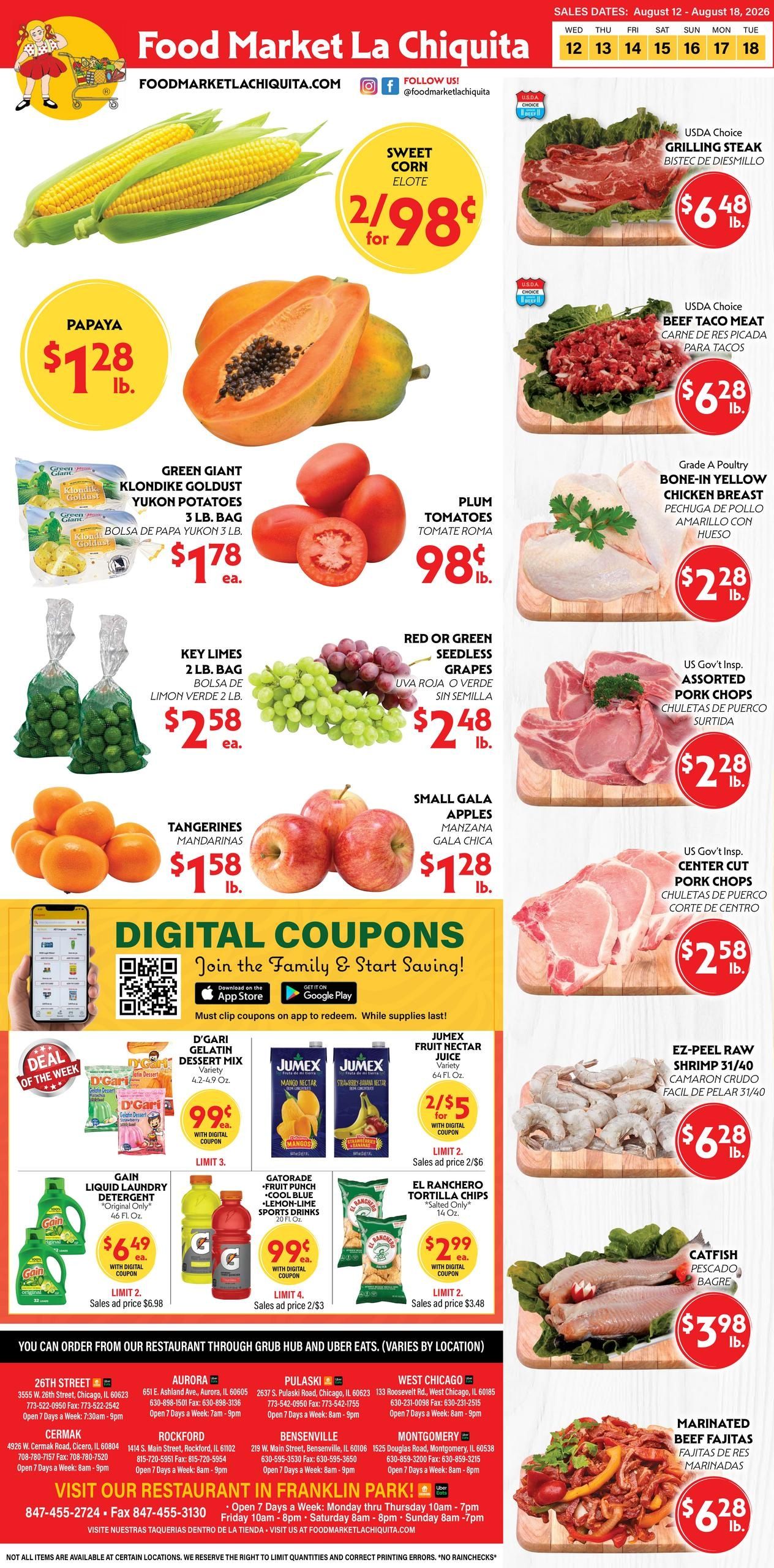 La Chiquita Food Market Weekly Ad August 12 - 18, 2026
