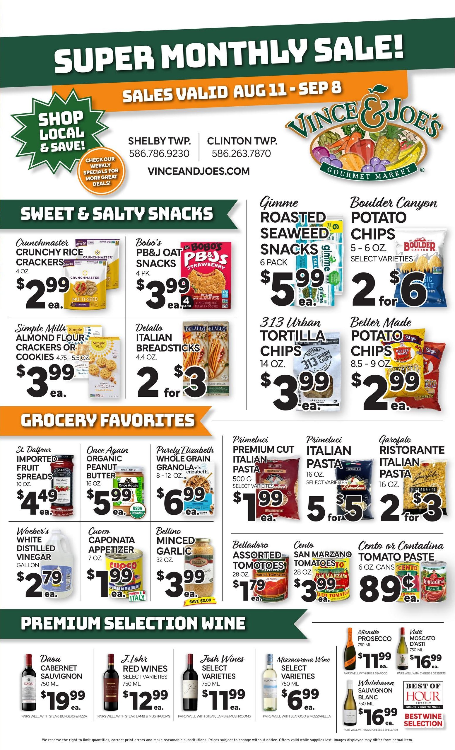 Vince And Joes Gourmet Market (Warren–Sterling Heights Area, MI) Weekly Ad August 12 - 18, 2026