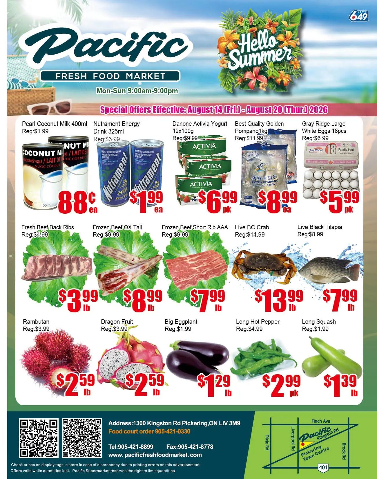 Pacific Fresh Food Market (Pickering) Flyer August 14 to 20