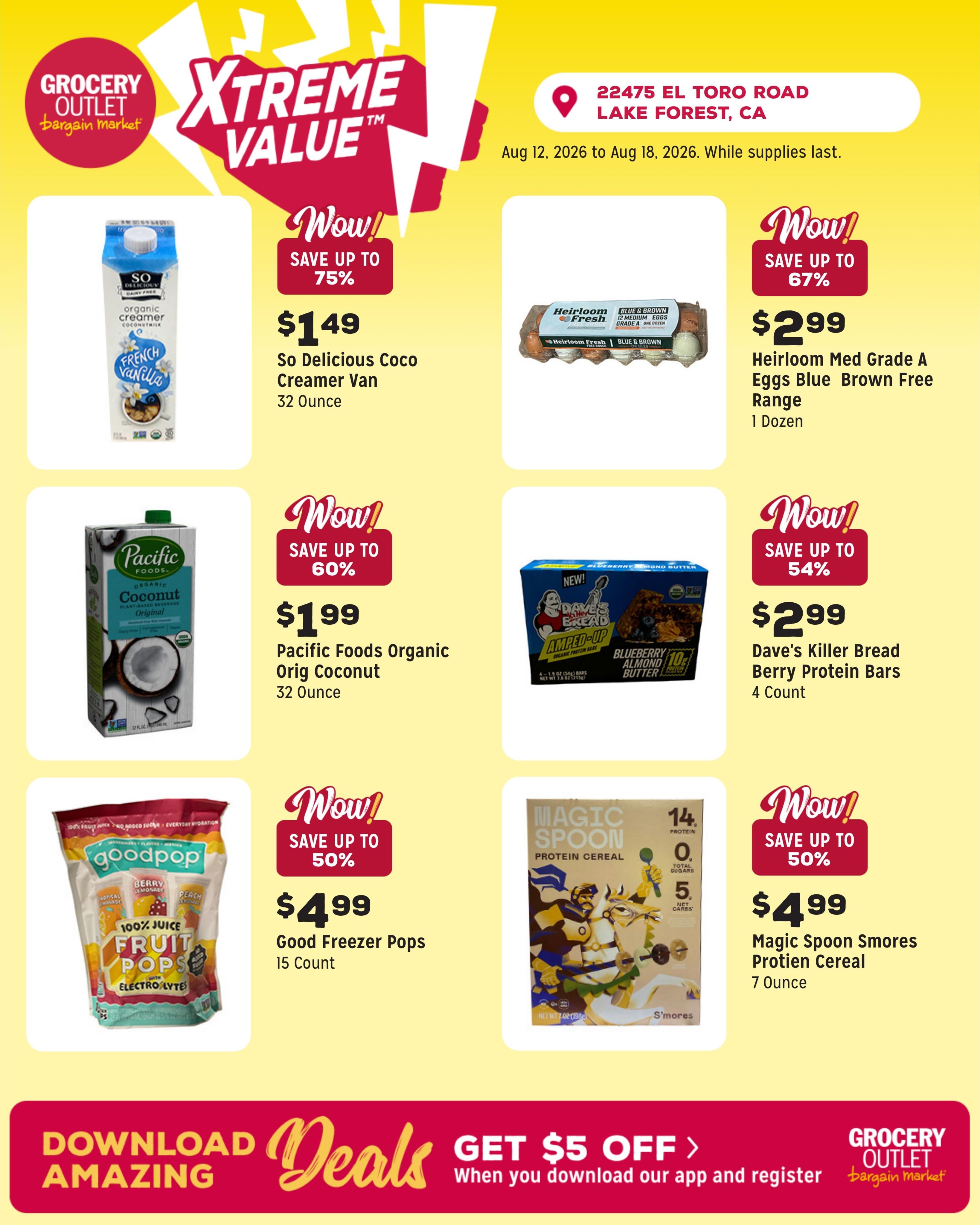 Grocery Outlet (Silverado–Foothill Ranch Area, CA) Weekly Ad August 12 - 18, 2026