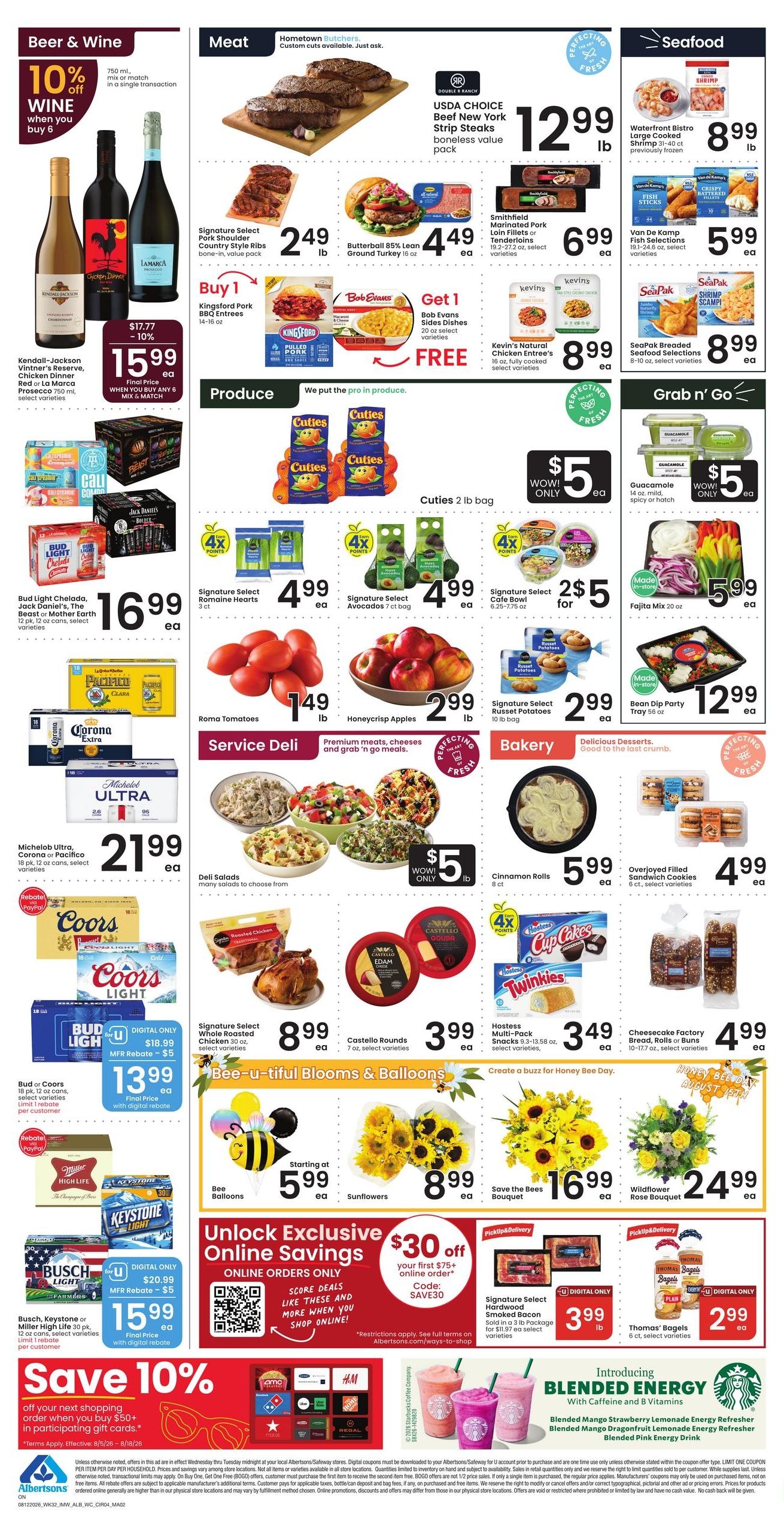 Albertsons (Ontario Area, OR) Bonus Online Savings Weekly Ad August 12 - 18, 2026
