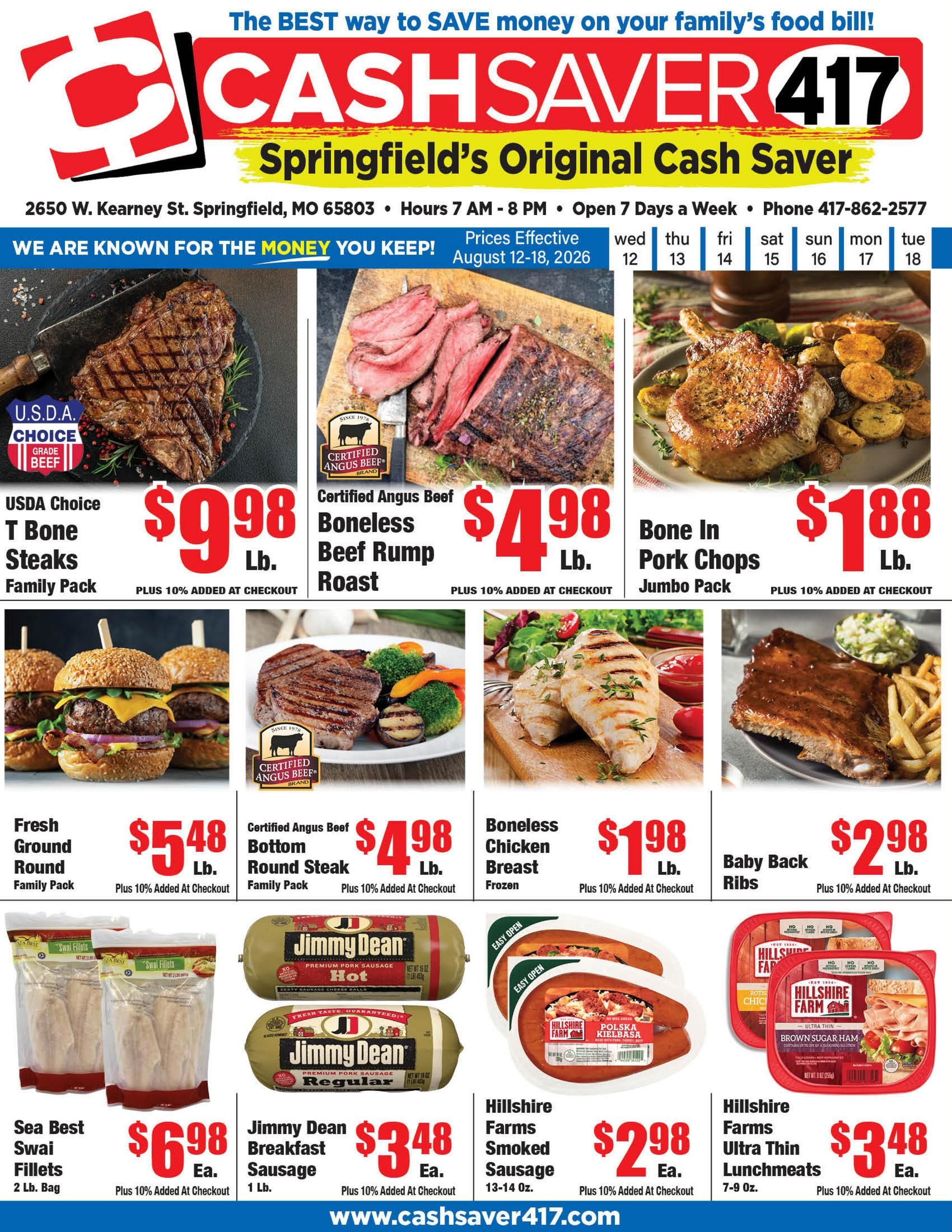 Cash Saver 417 (Springfield–Brookline Area, MO) Weekly Ad August 12 - 18, 2026